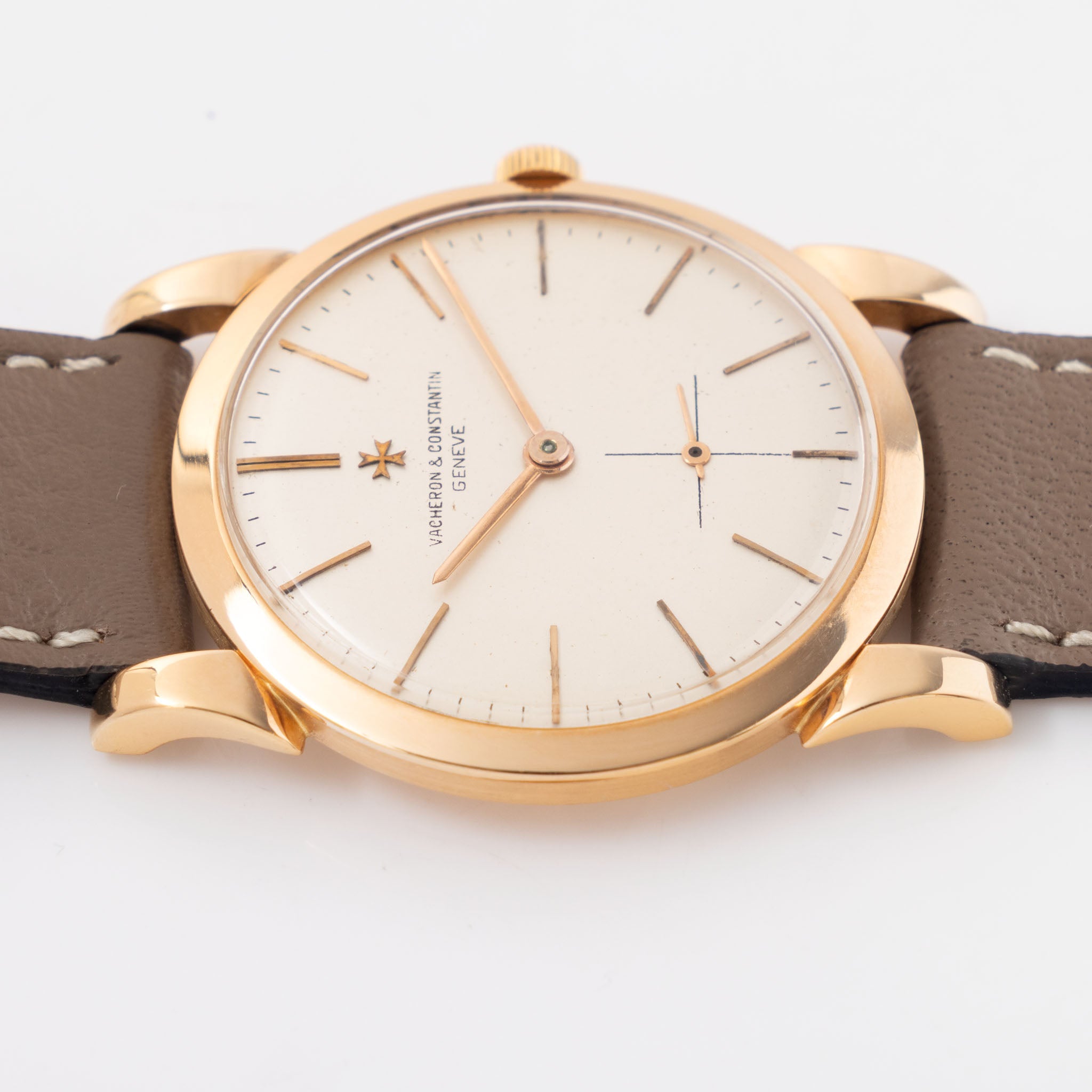 Vacheron Constantin 18 k rose gold scroll lug  Dresswatch cream dial ref 6030