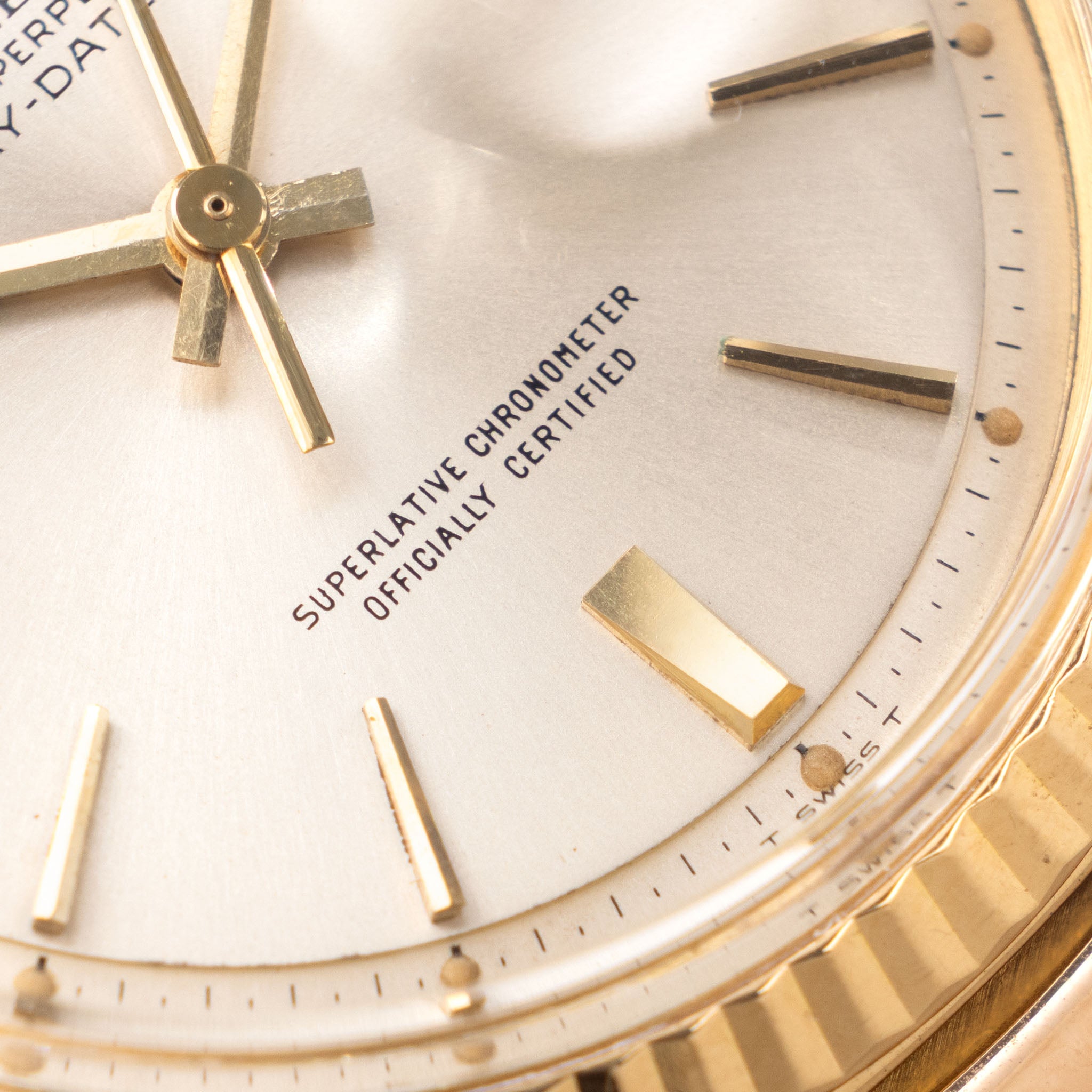 Rolex Day-Date Silver Doorstop Dial in 18k Yellow Gold ref. 1803 Original Box and Paper Set