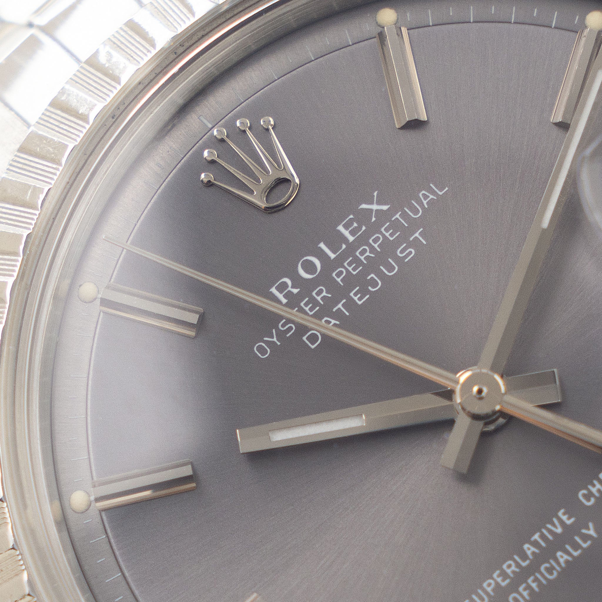 Rolex Datejust 1603 Grey Soleil Pie-Pan Dial 