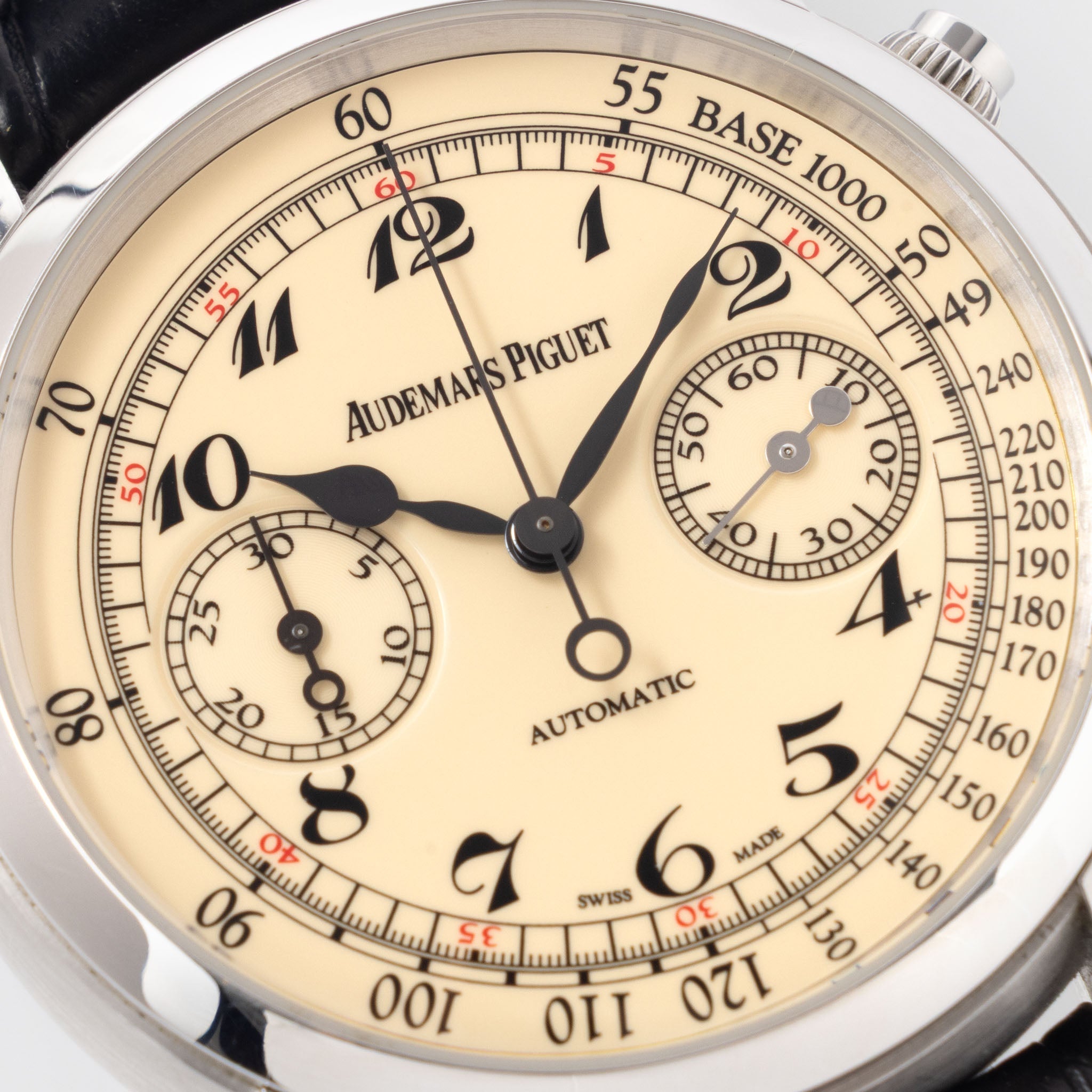 Audemars Piguet Jules Audemars Chronograph in 18k White Gold Cream Dial with Original Warranty and Register Booklet ref. 26100BC