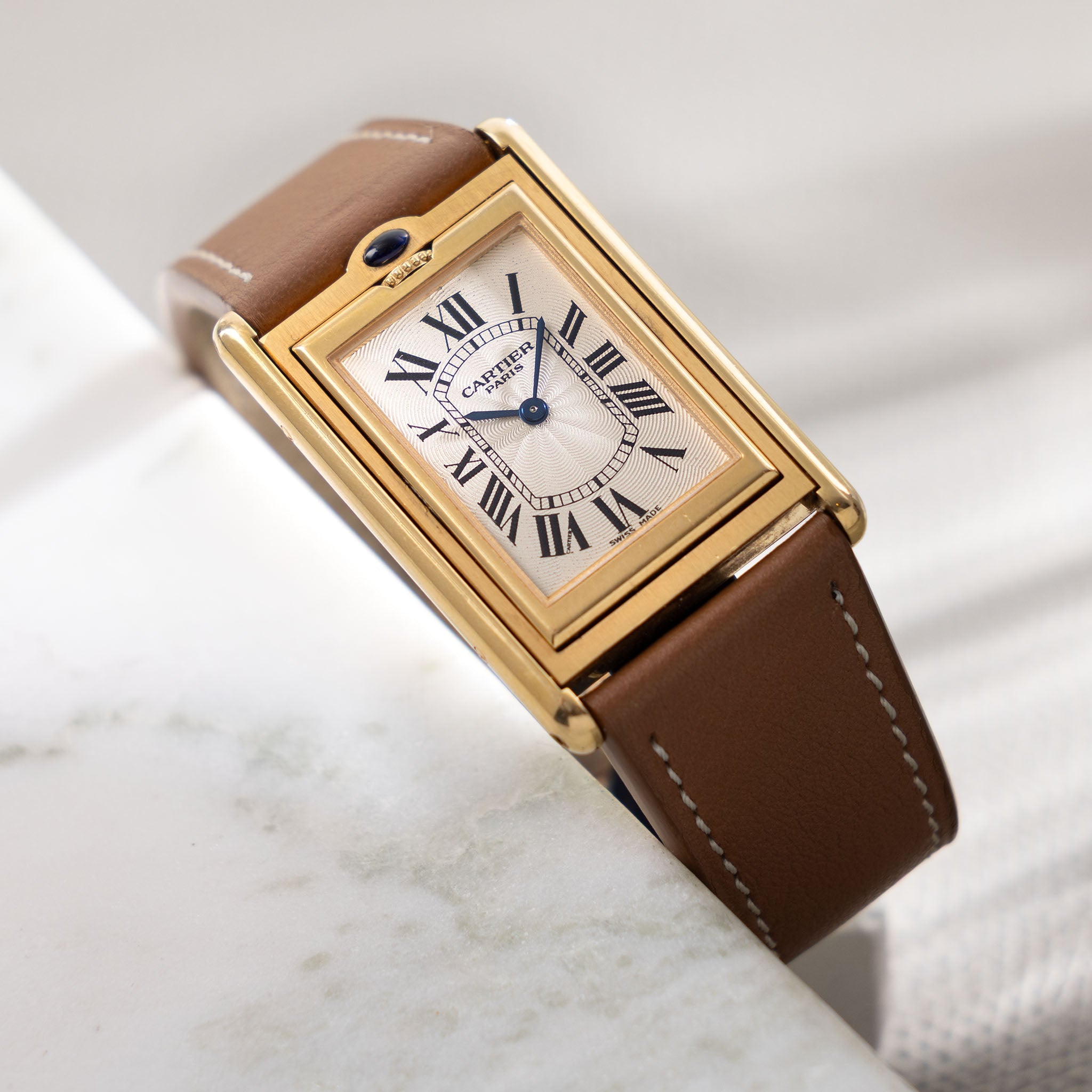Cartier Basculante 2391 Guilloché Dial in 18k Yellow Gold Millennium  Limited Edition