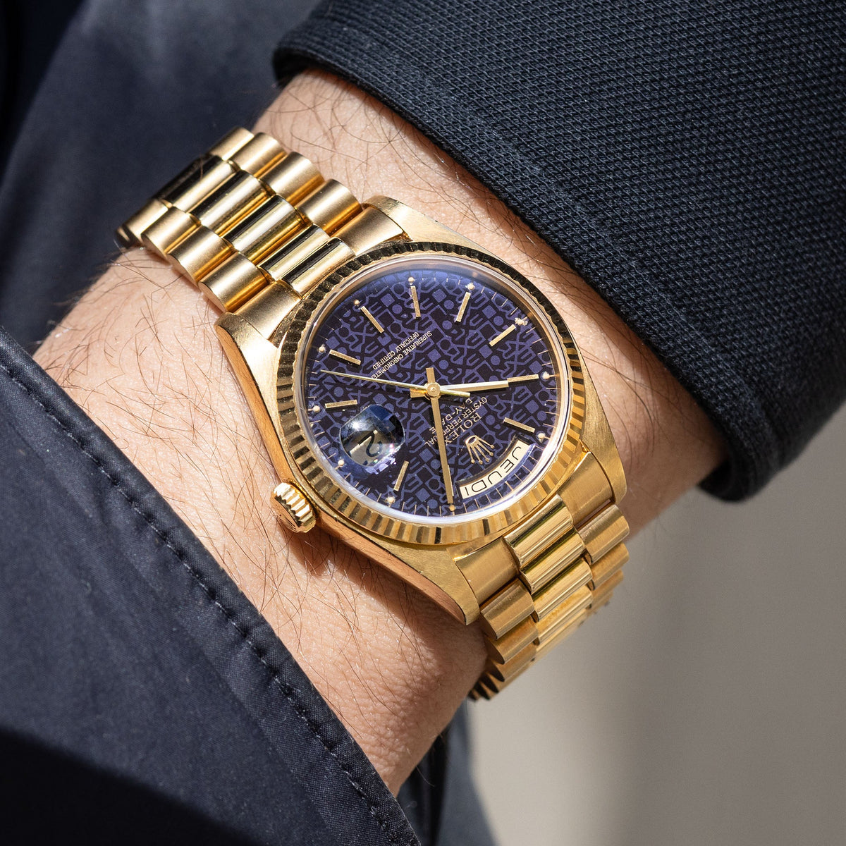 Rolex Day-Date 18038 Purple Jubilee Dial Box and Papers French Hallmarks