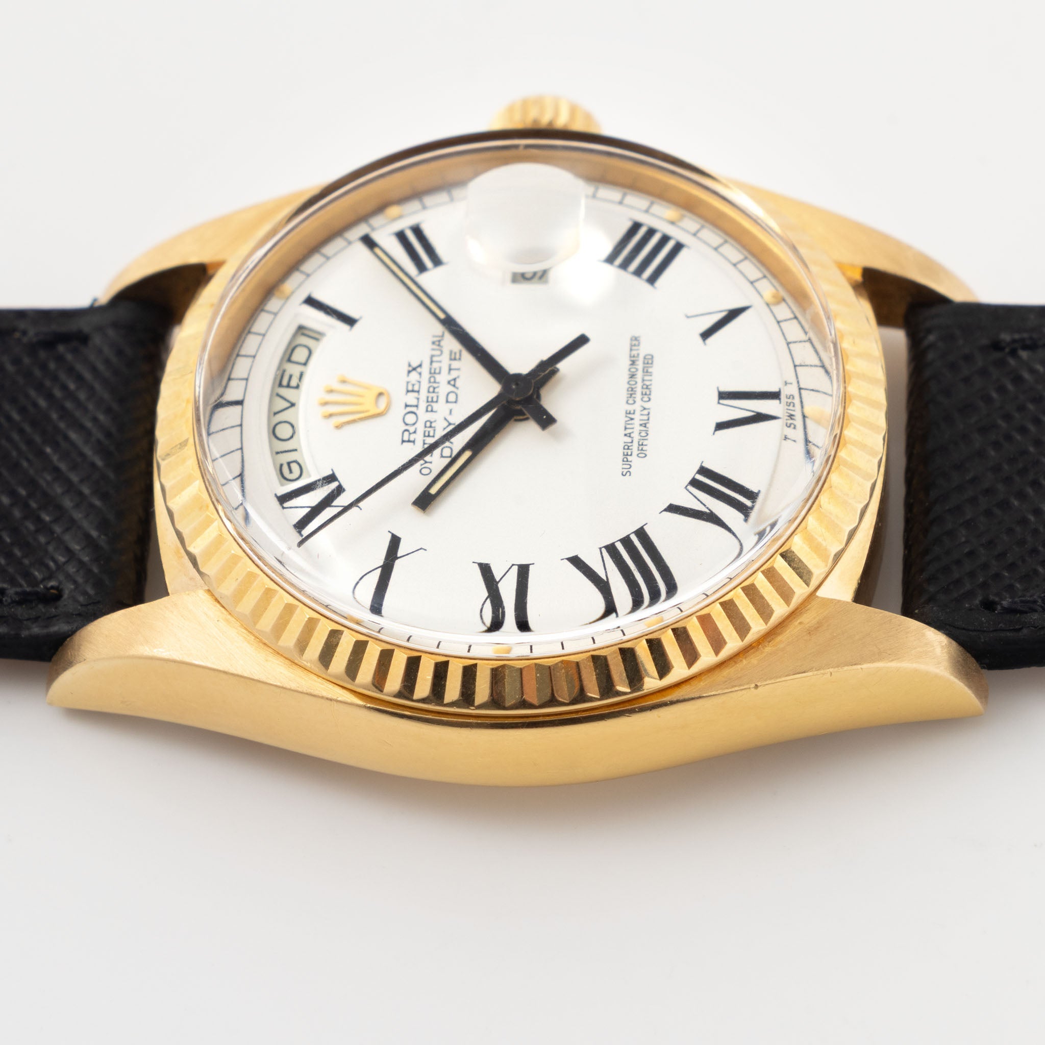 Rolex Day-Date 1803 White Buckley Dial in 18k Yellow Gold