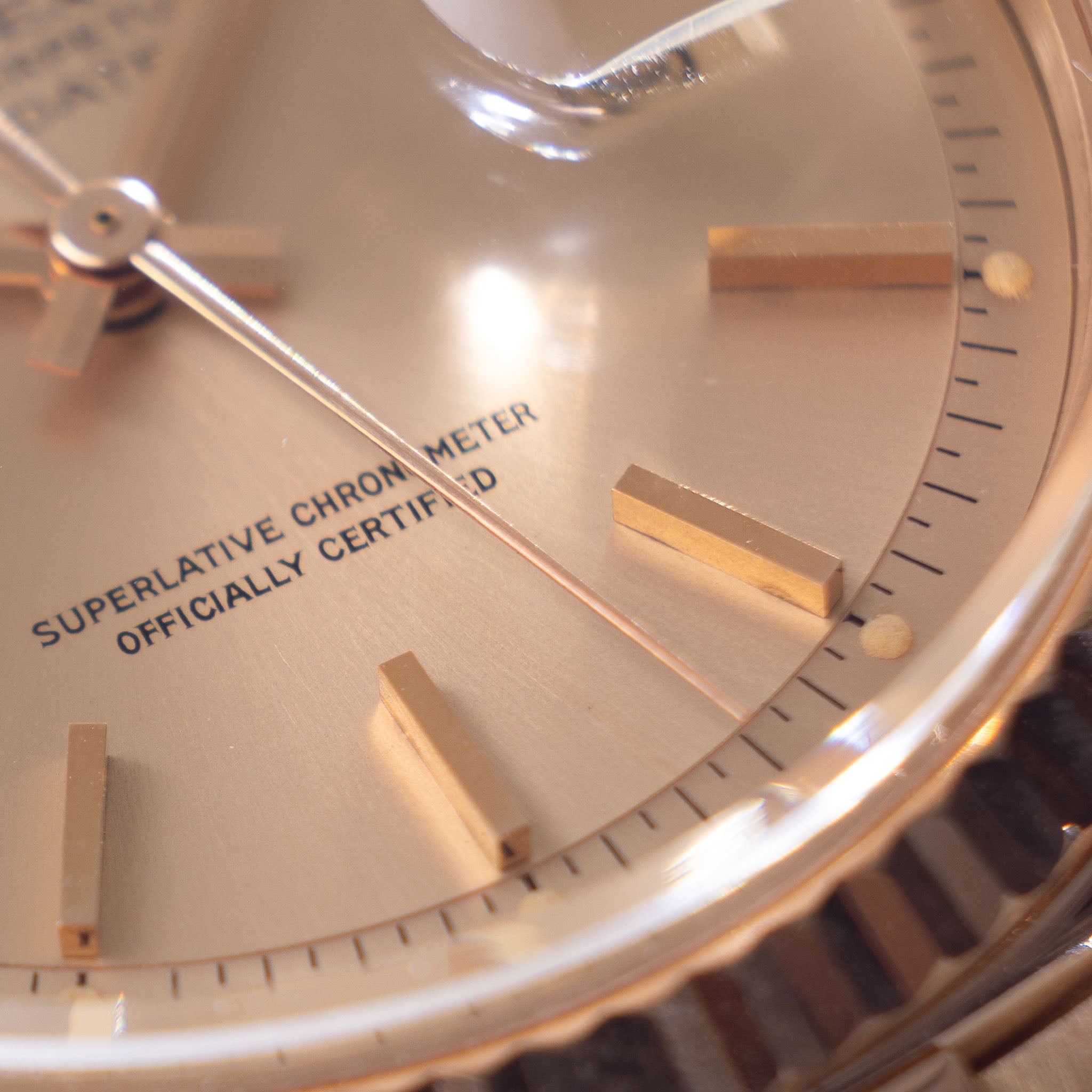 Rolex Day-Date 1803 in 18k Rose Gold Pink-on-Pink Gay Frères Bracelet Portuguese Disc