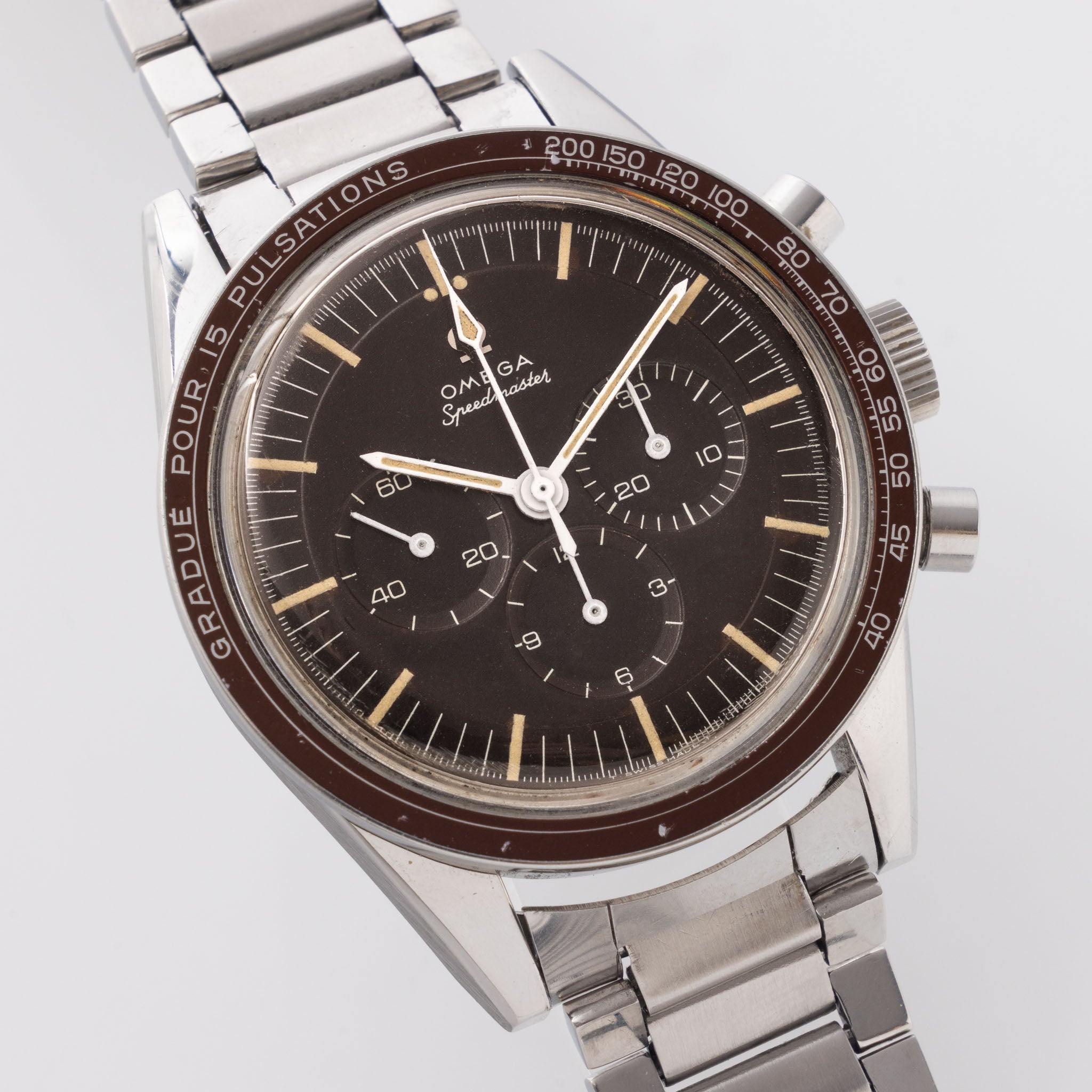 Omega Speedmaster 105.003 Ed White Tropical Brown Dial Pulsations Bezel with Extract of the Archives