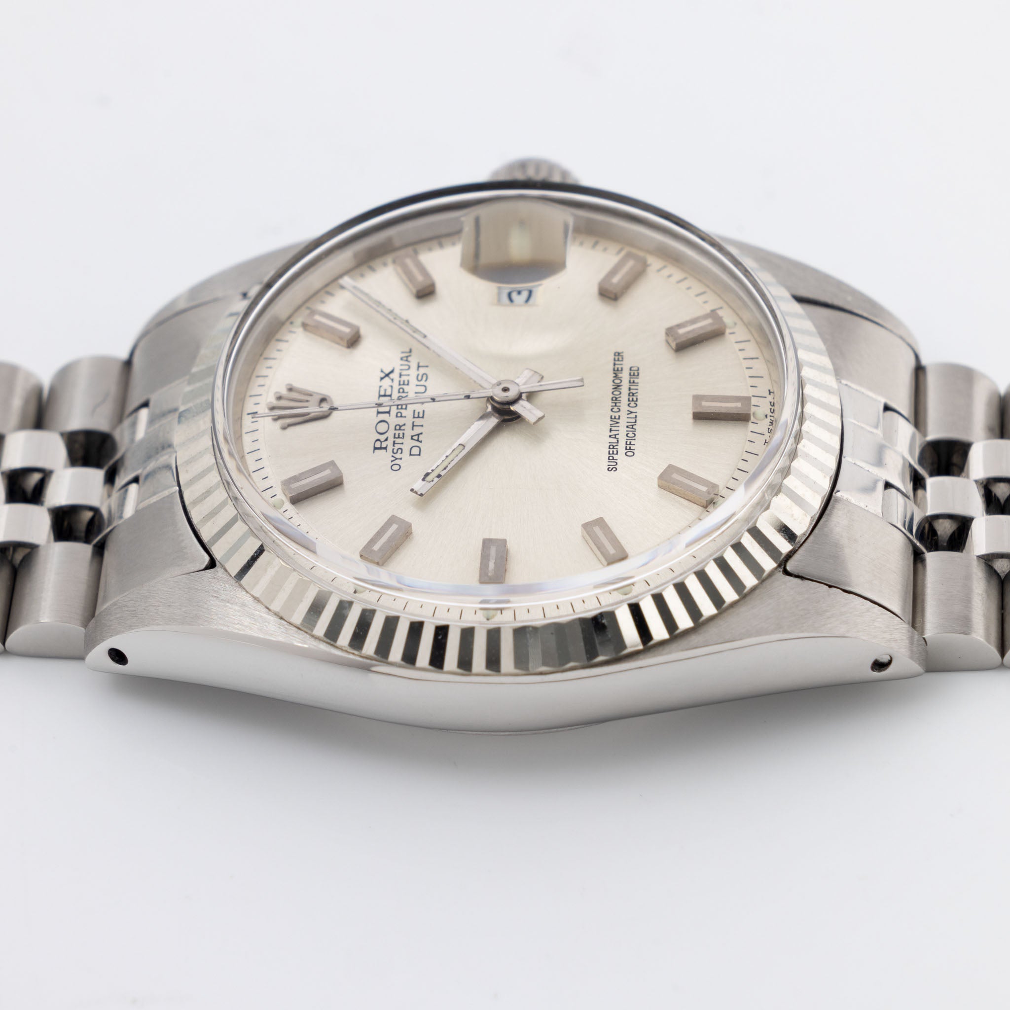Rolex Datejust 1601 Silver Singer Block Markers Dial