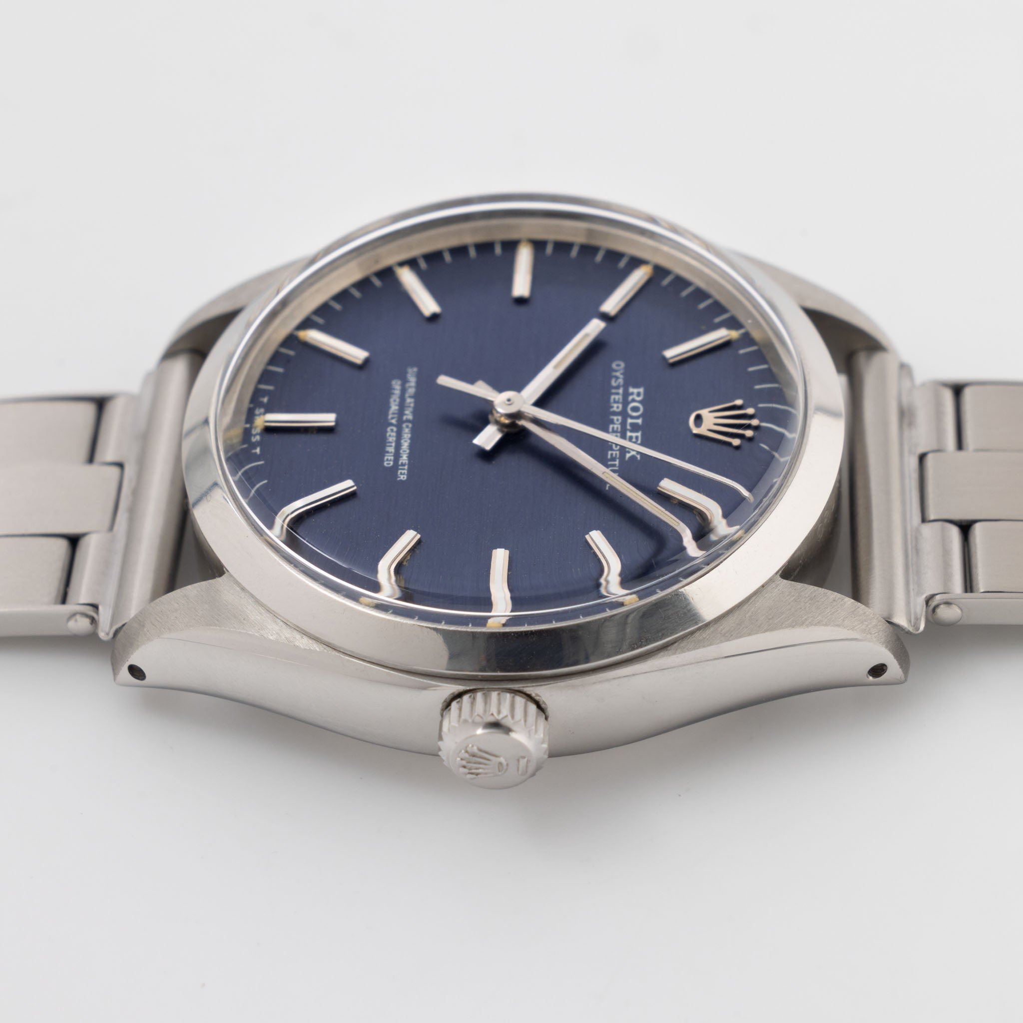 Rolex Oyster Perpetual 1002 Horizontal Brushed Blue Dial