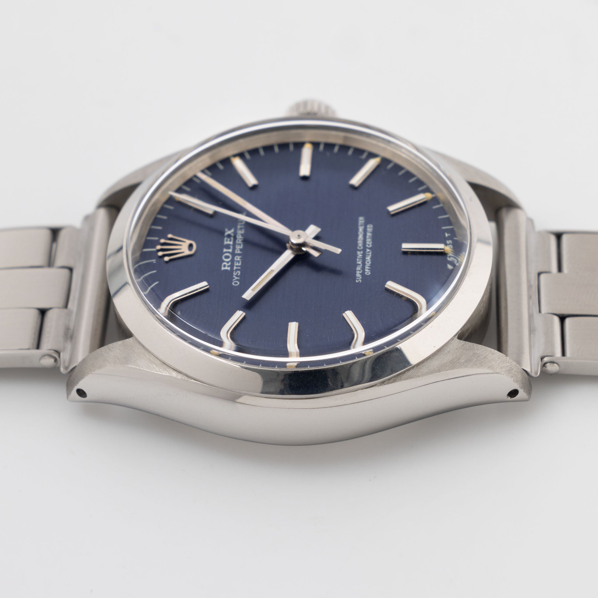 Rolex Oyster Perpetual 1002 Horizontal Brushed Blue Dial
