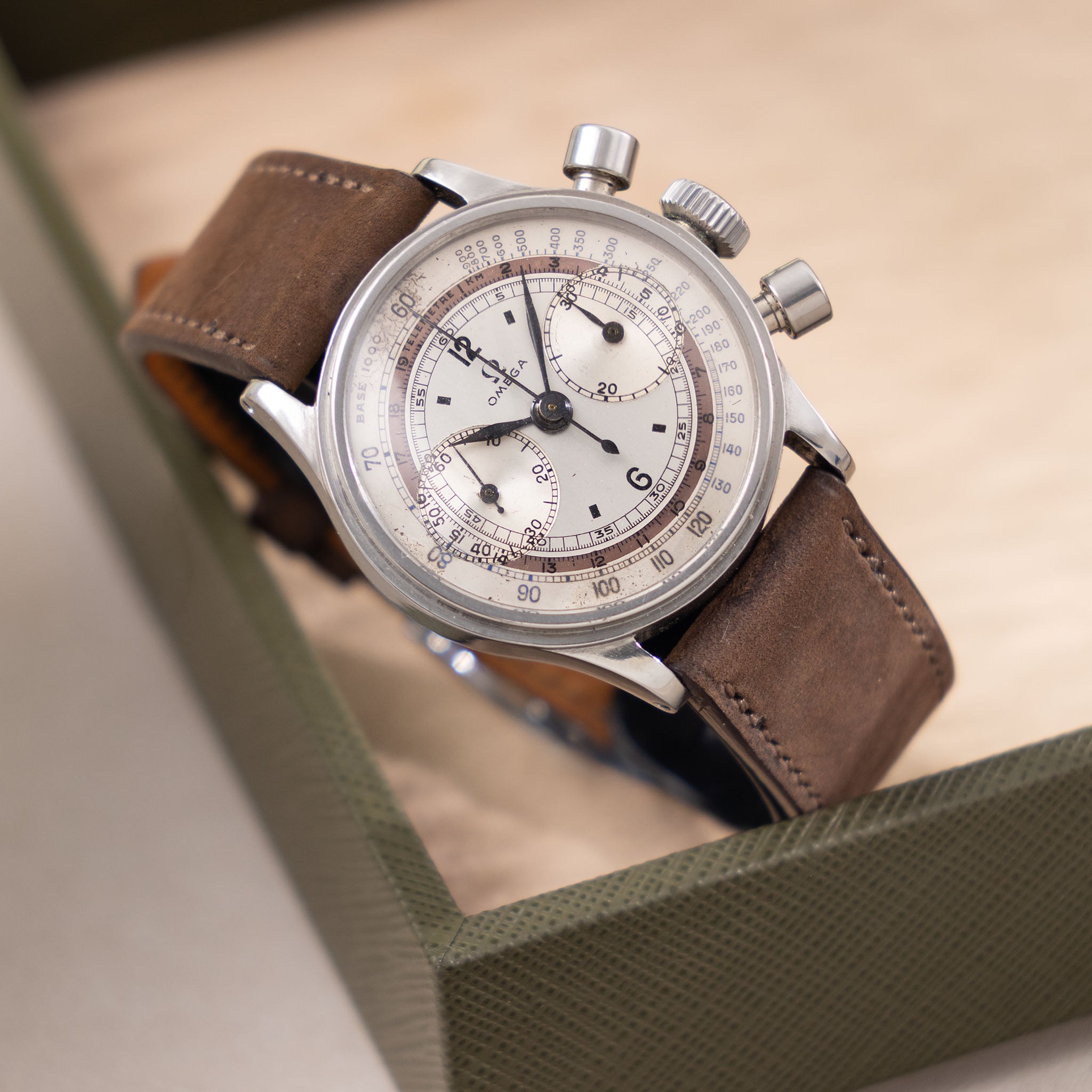 Omega Cal.28.9 Two-Tone Dial Screw Down Case Chronograph