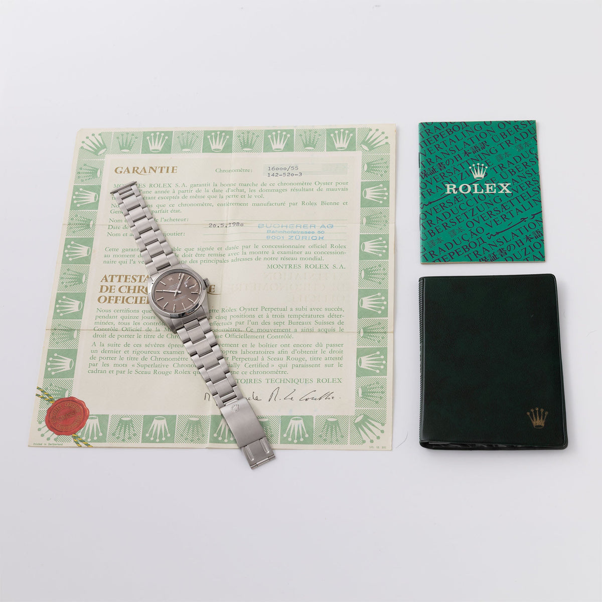 Rolex Datejust 16000 Taupe Dial with Original Guarantee Paper