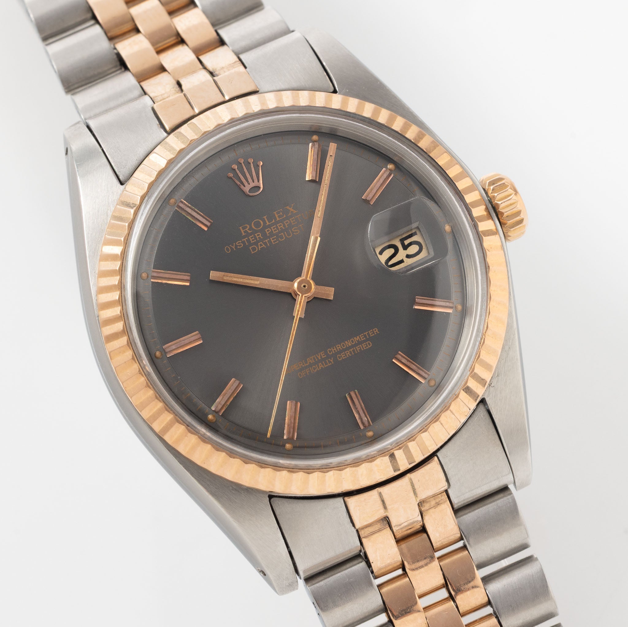 Rolex Datejust 1601 Grey Dial in Steel and 18k Rose Gold
