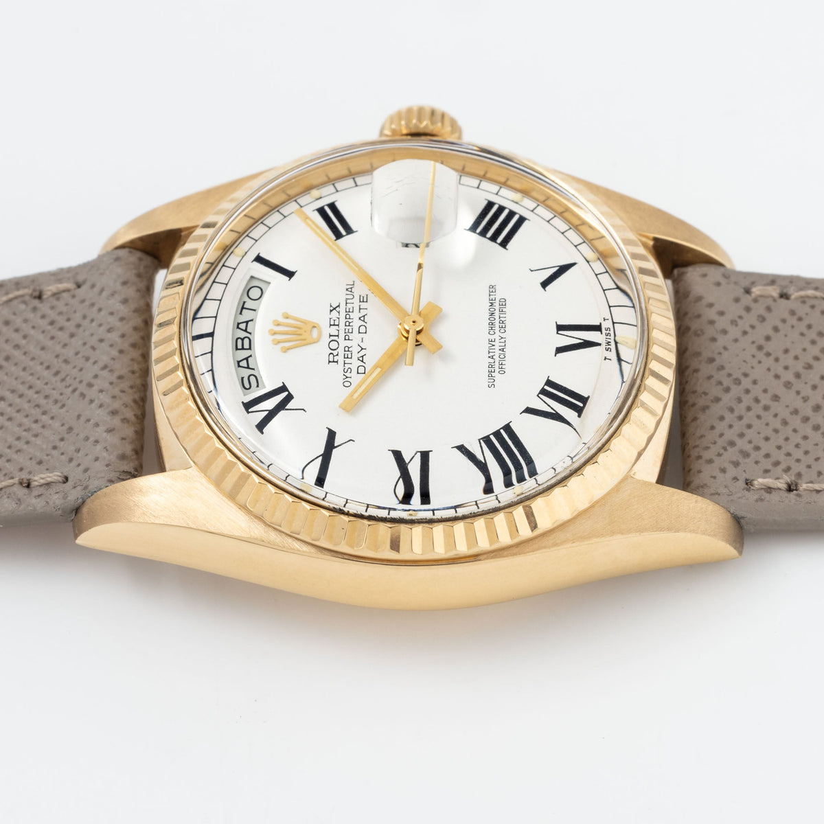Rolex Day-Date 1803 White Buckley Dial in 18k Yellow Gold