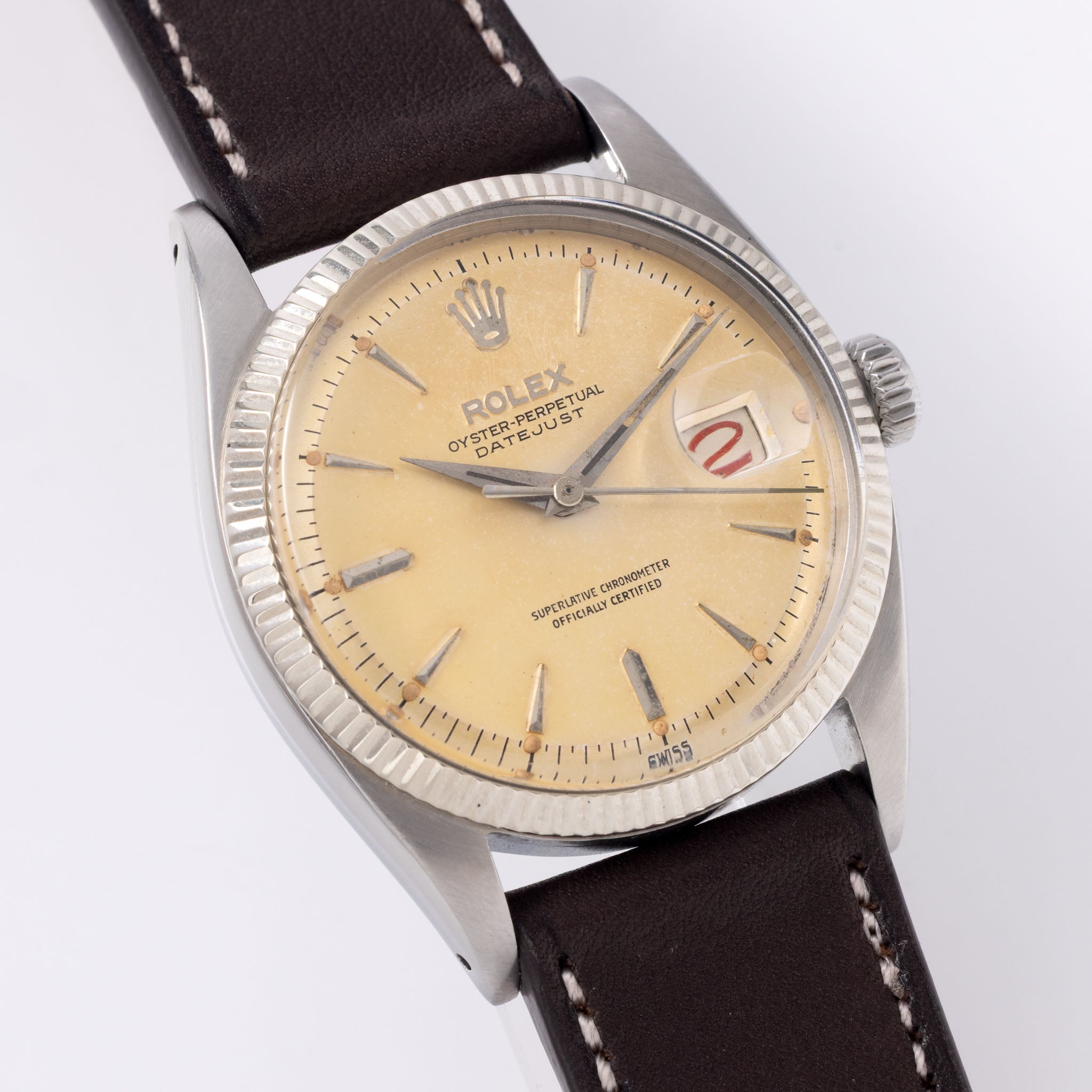 Rolex Datejust 6605 Cream Swiss Only Dial Roulette Date