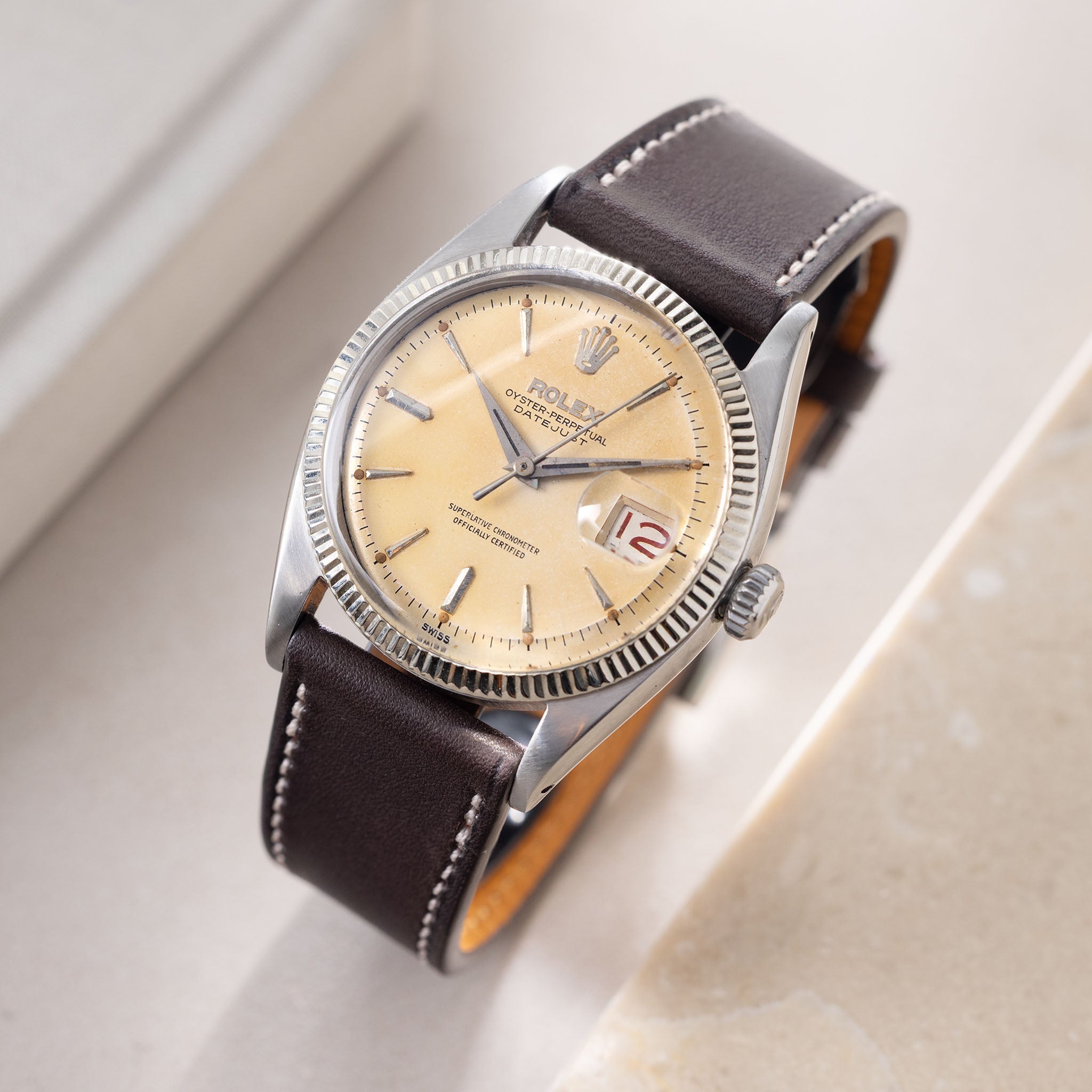 Rolex Datejust 6605 Cream Swiss Only Dial Roulette Date