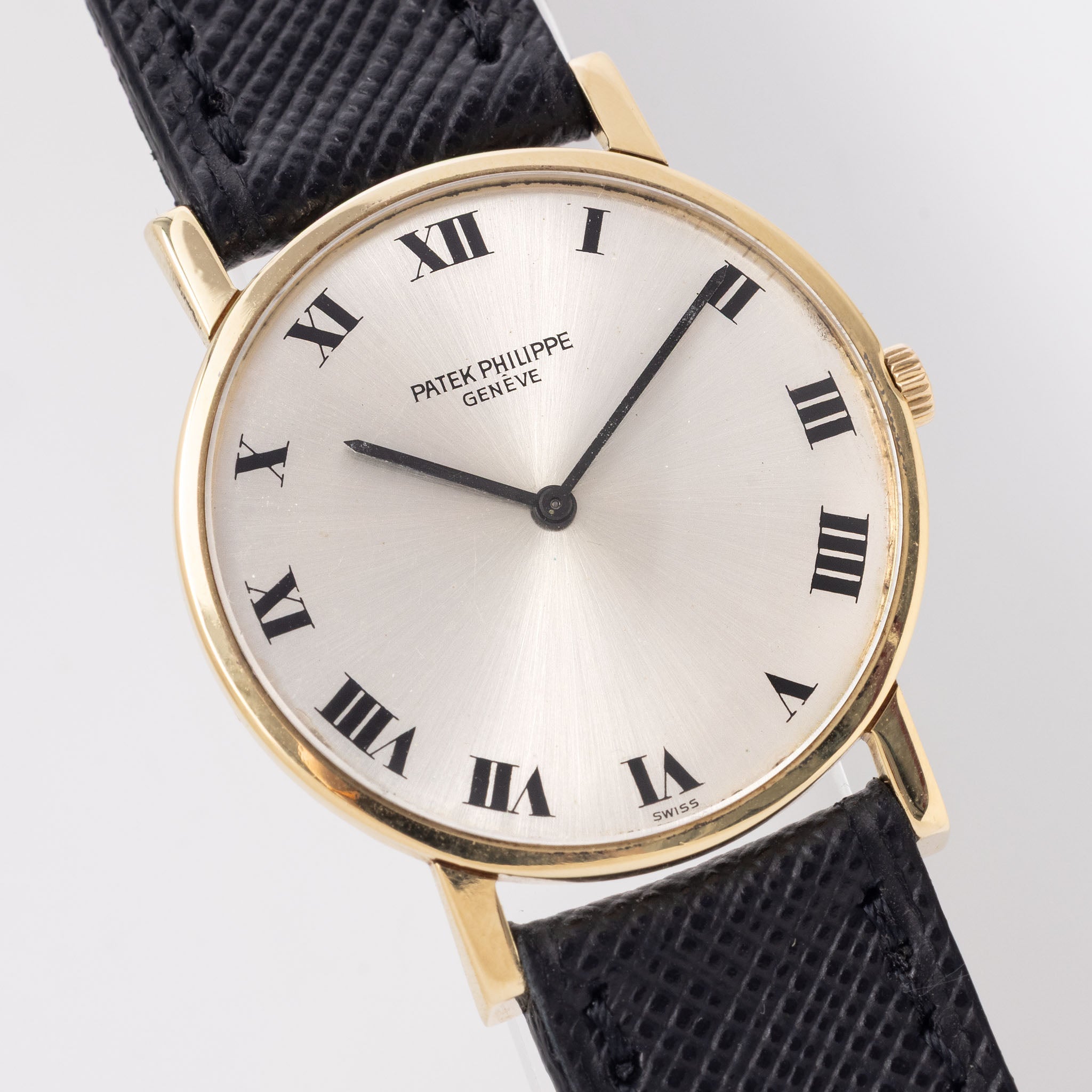 Patek Philippe Calatrava in 18k Yellow Gold Silver Soleil Dial ref. 3470 Ultra-Thin