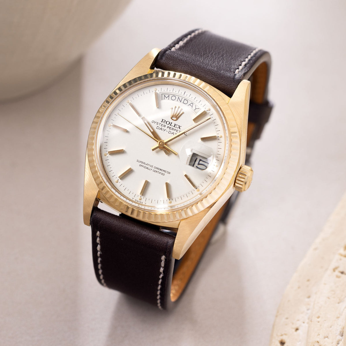 Rolex Day-Date 1803 White Dial in 18k Yellow Gold