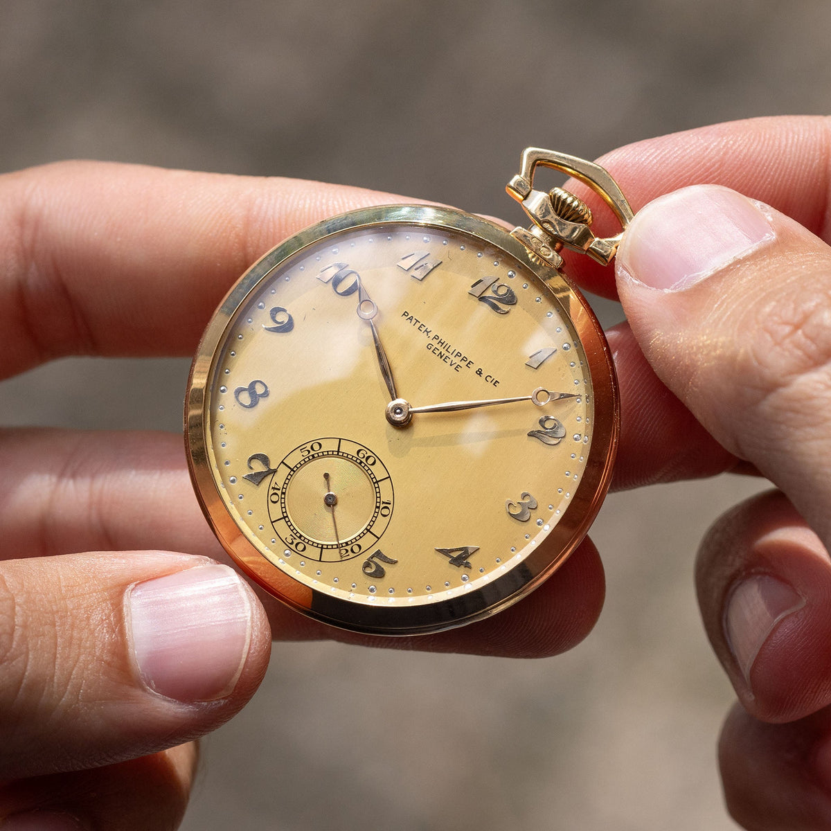 Patek Philippe Pocket Watch with Doré Breguet numerals Dial in 18k Yellow Gold