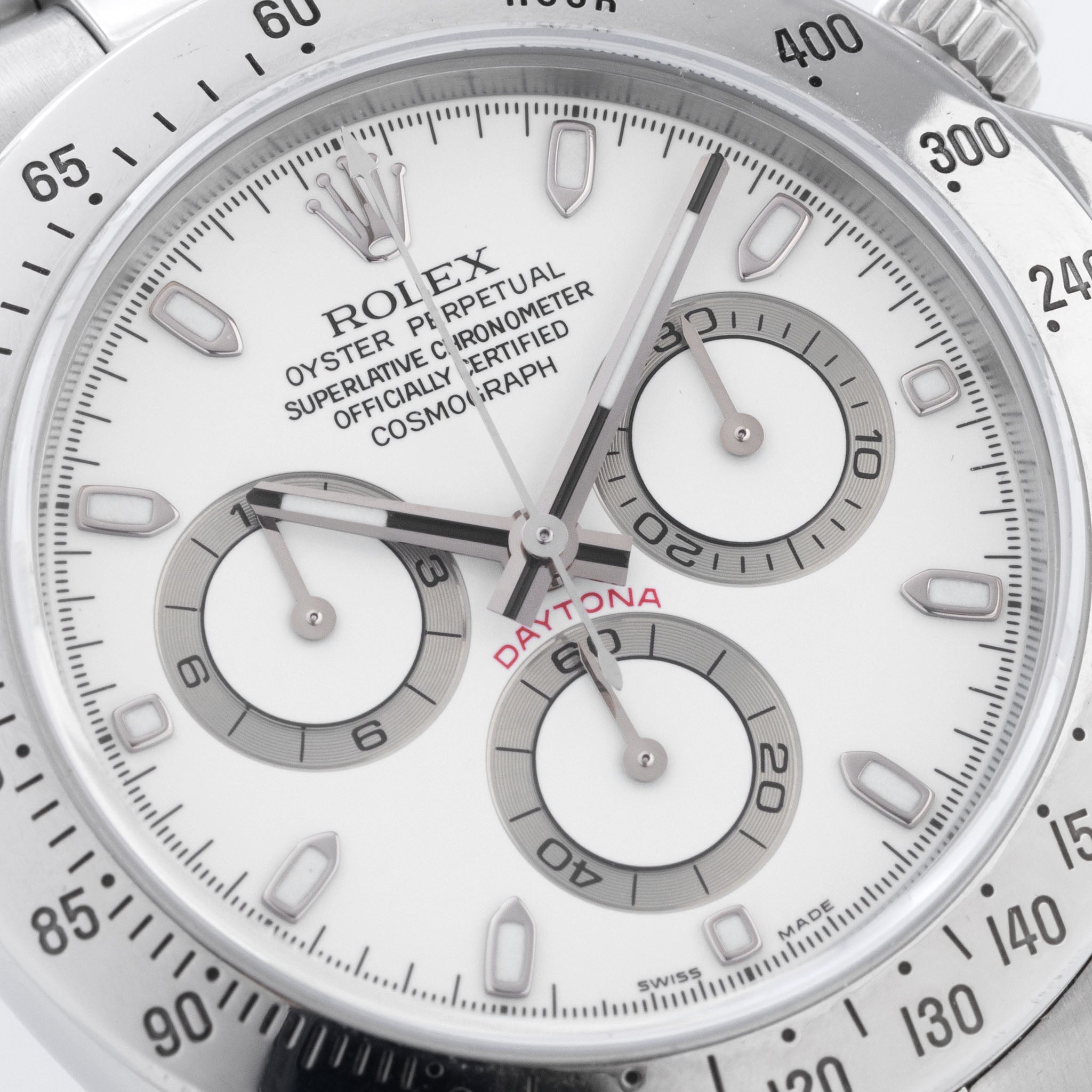 Rolex Cosmograph Daytona 116520 Weißes Zifferblatt mit Box und Papiere