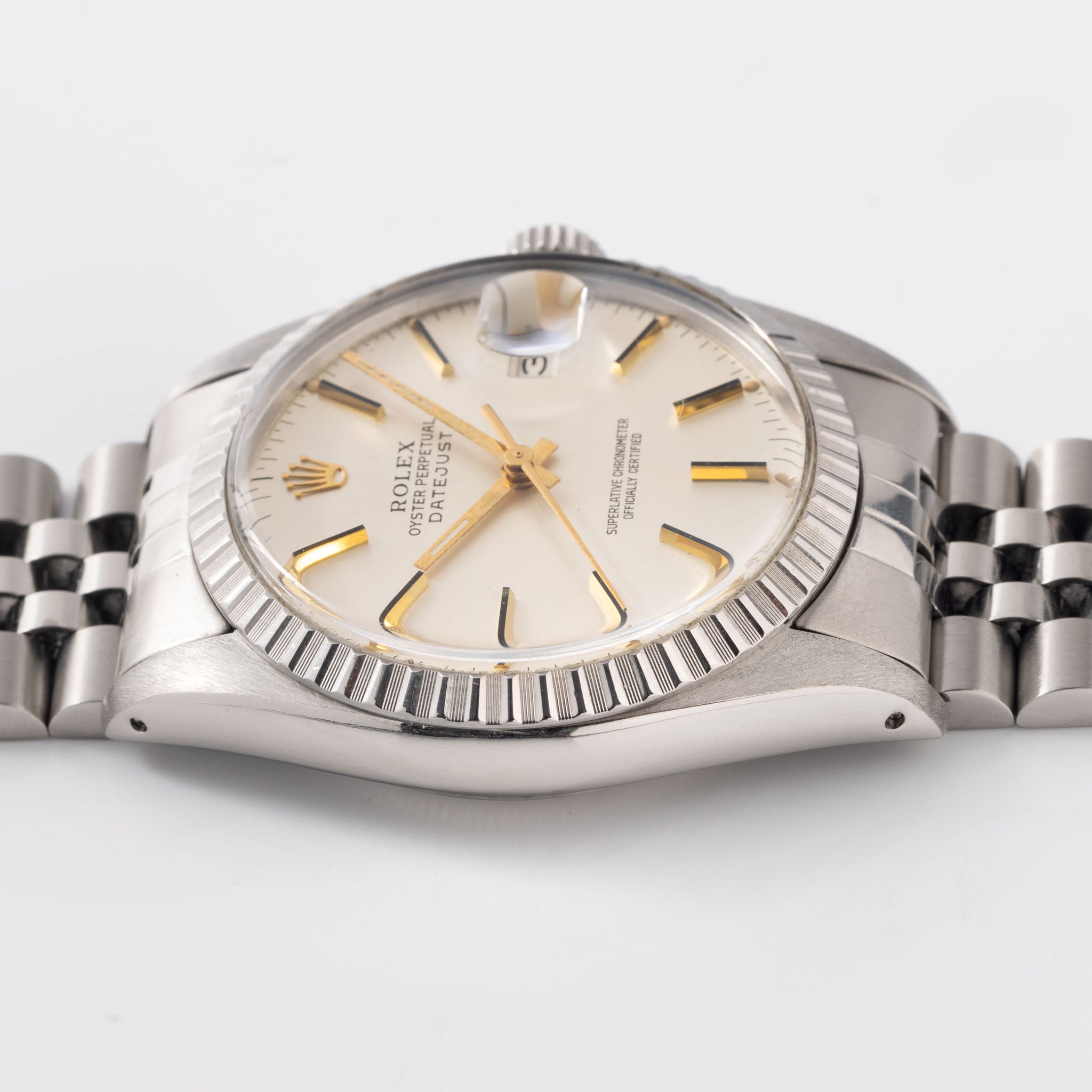 Rolex Datejust Silver dial with yellow gold markers ref 16030