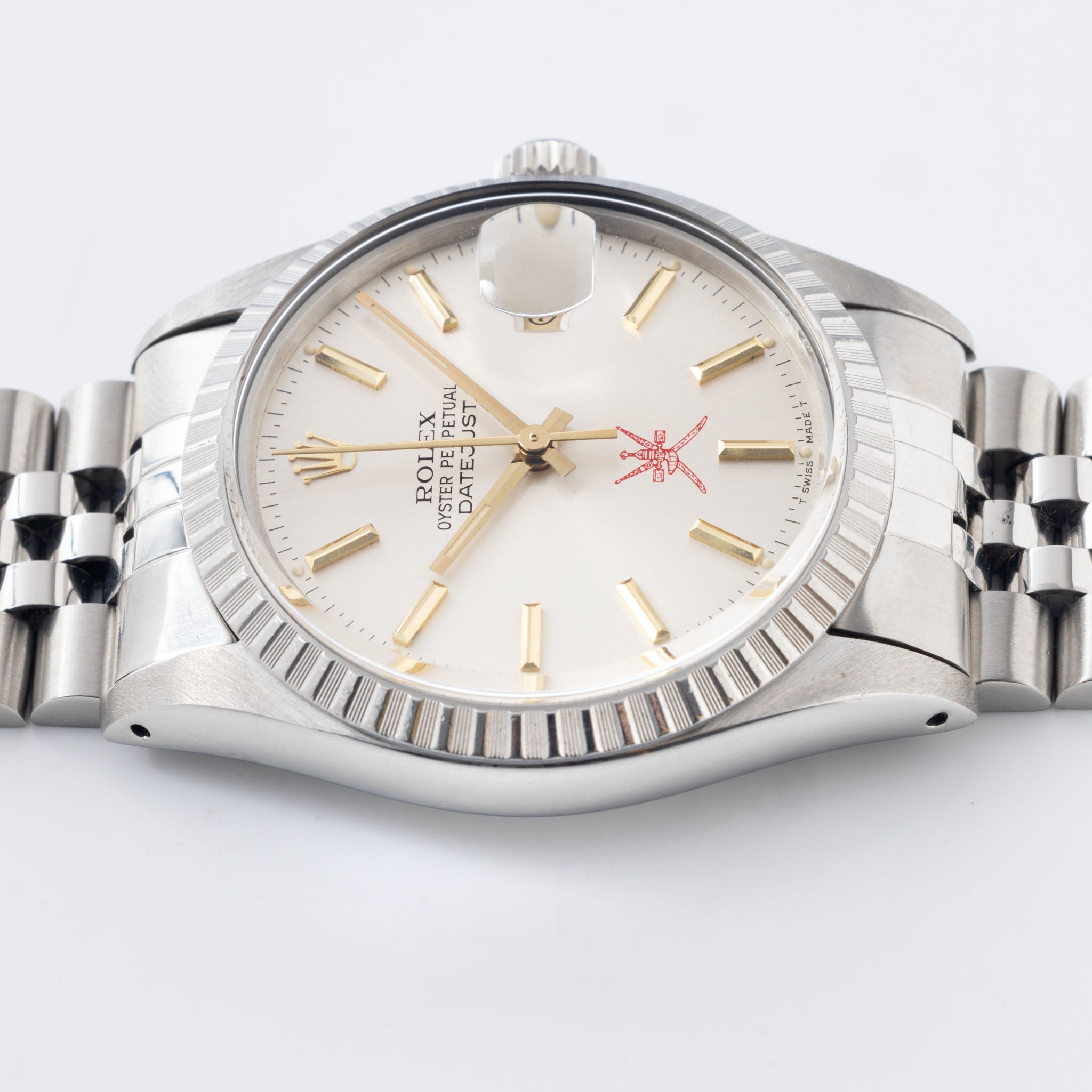 Rolex Datejust Silver Dial red "Khanjar " logo ref 16030