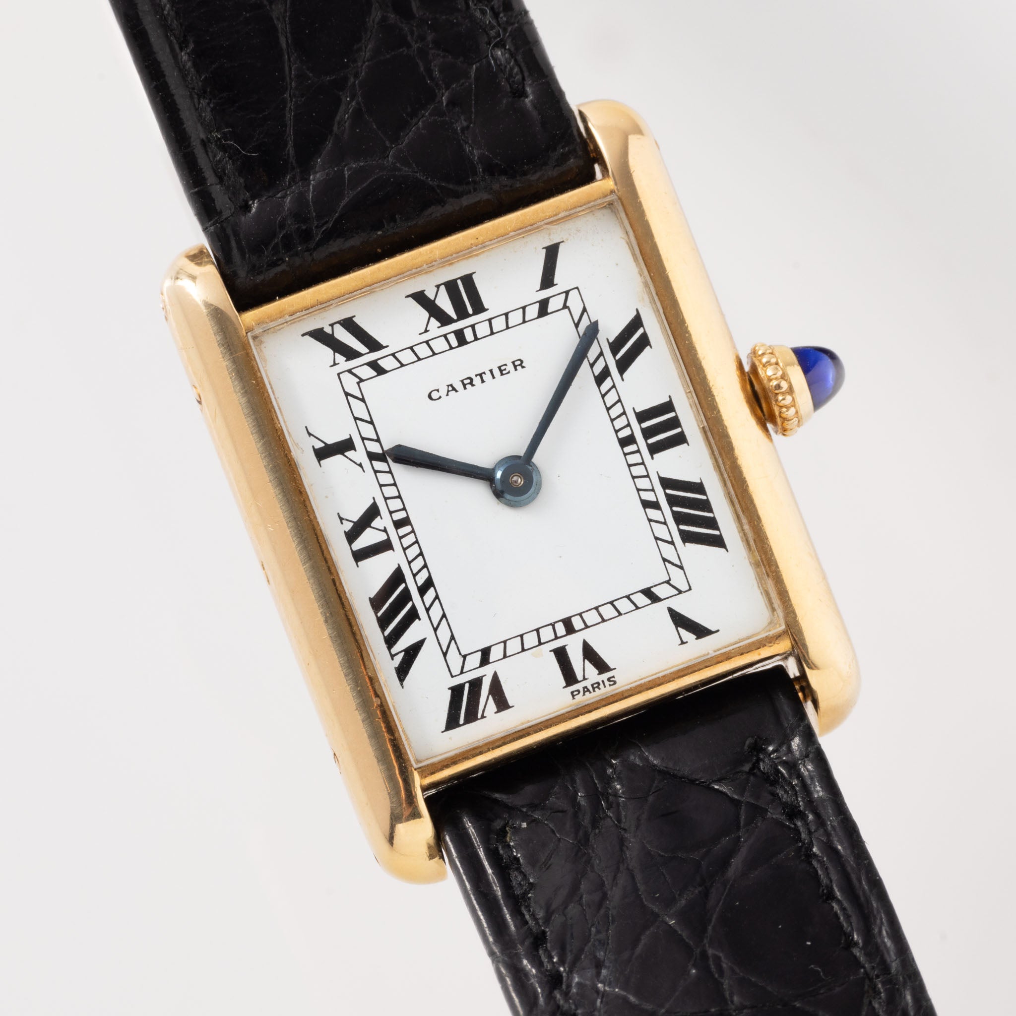 Cartier Tank Louis 18 Karat Gold "Paris Zifferblatt" mit Jaeger Uhrwerk 1960er