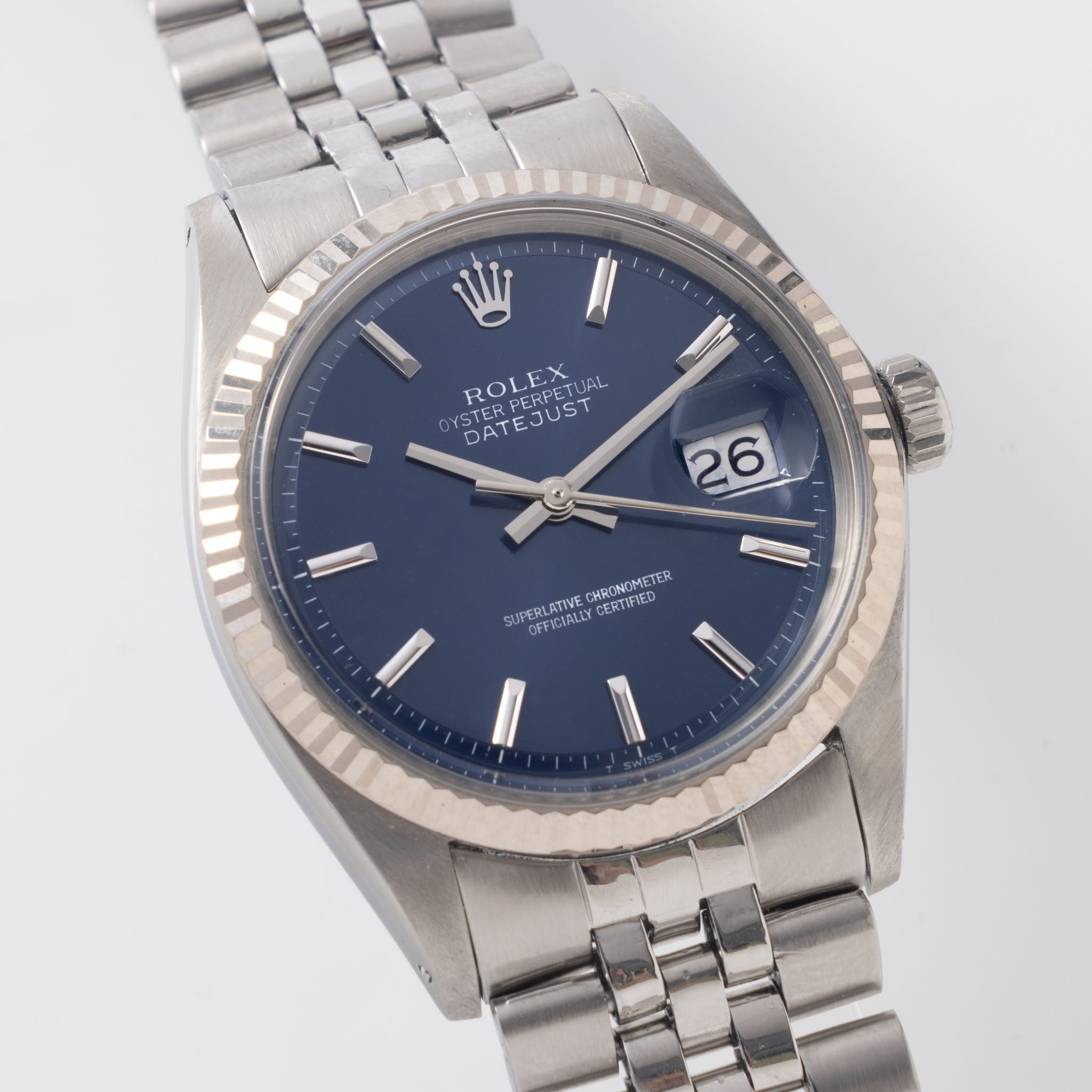 Rolex Datejust Blue No Lume Soleil Dial Ref 1601