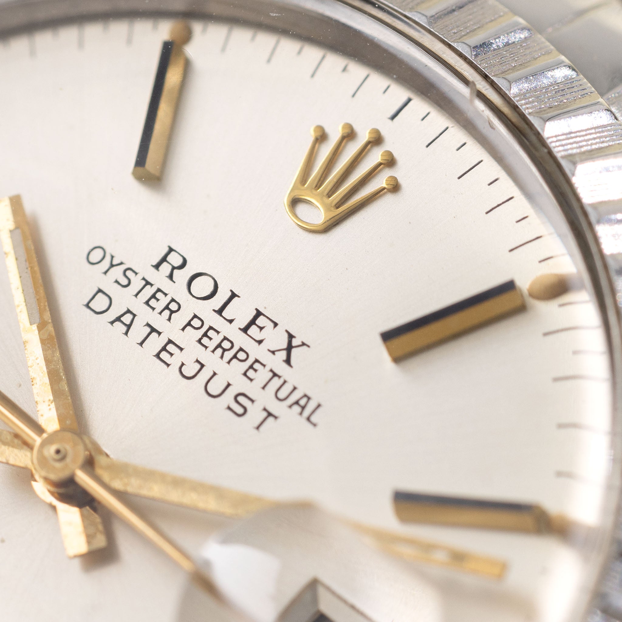 Rolex Datejust Silver dial with yellow gold markers ref 16030