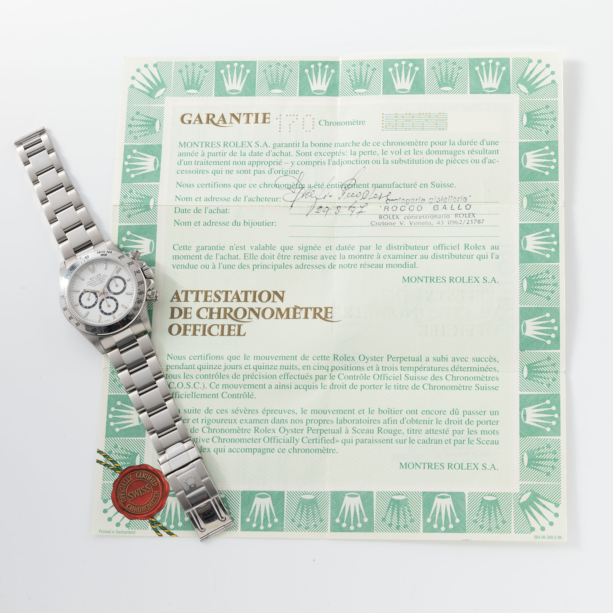 Rolex Cosmograph Daytona 16520 MK5 Zifferblatt mit Papiere