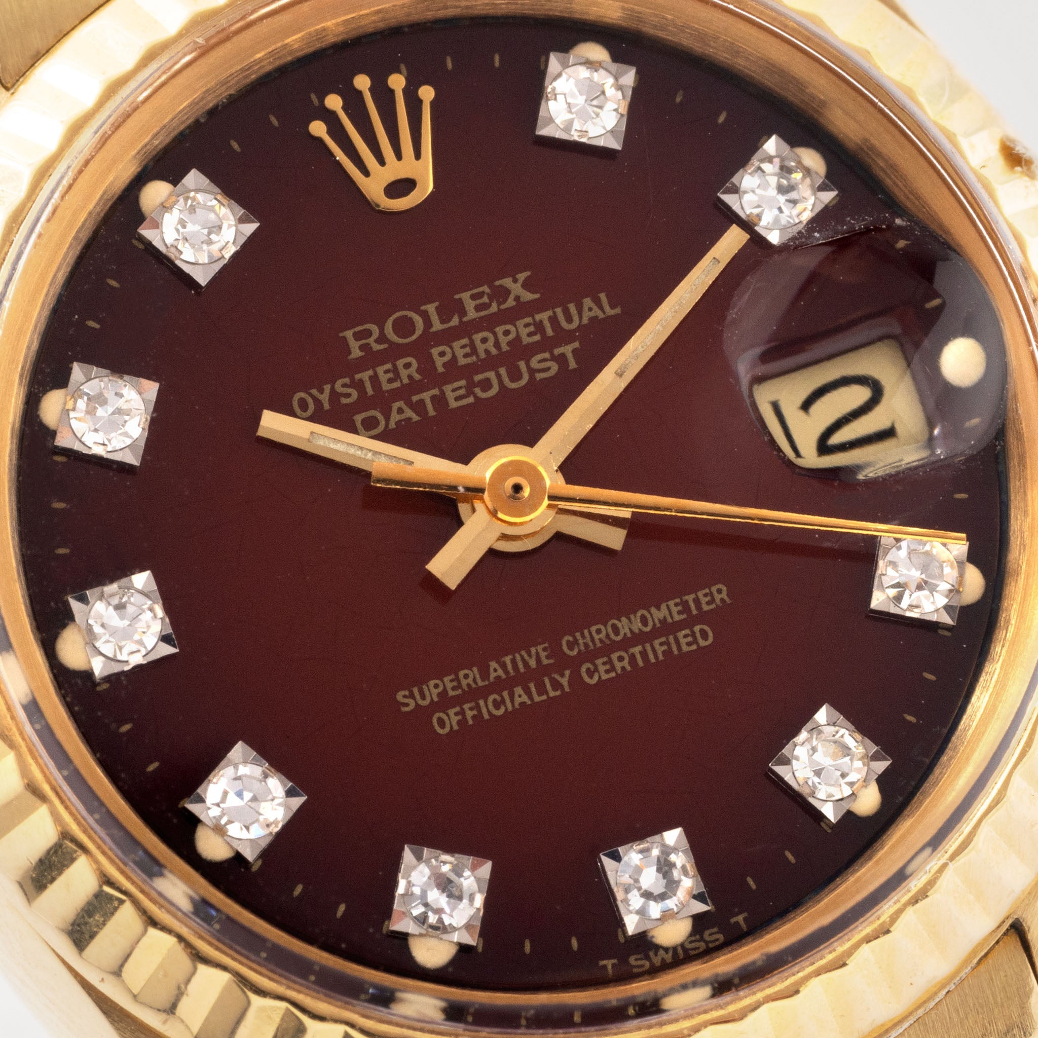 Rolex Datejust red Dégradé dial with diamond markers  in 18 k yellow gold ref 6917