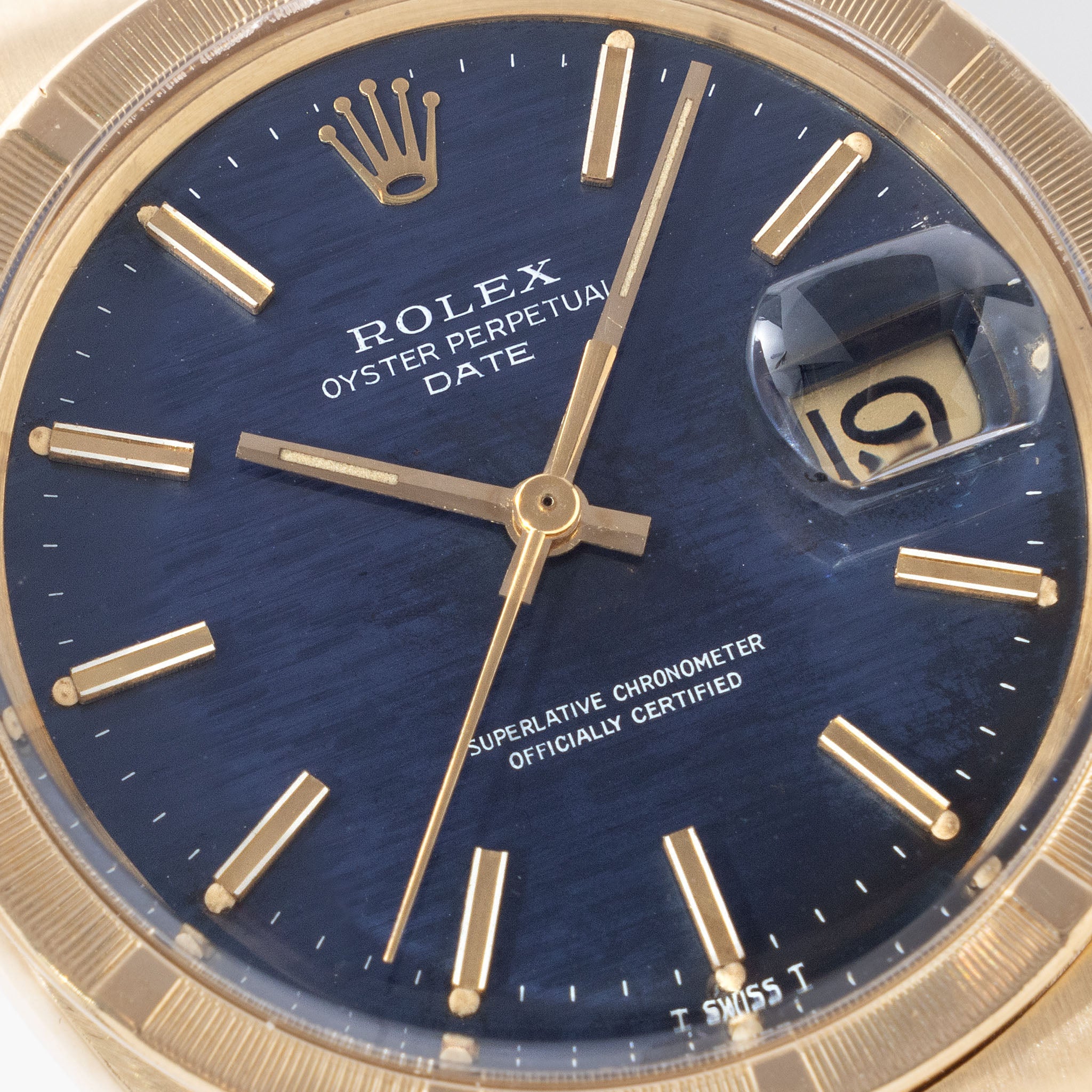 Rolex Oyster Perpetual Date in blue "Shantung "dail ref 1501/8