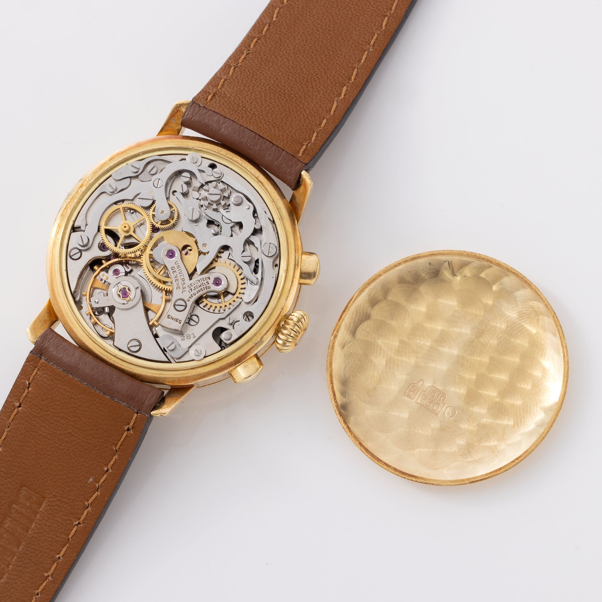 Universal Genève Tri-Compax in 18k Yellow Gold with Original Box and Guarantee Paper Ref 1.281.100