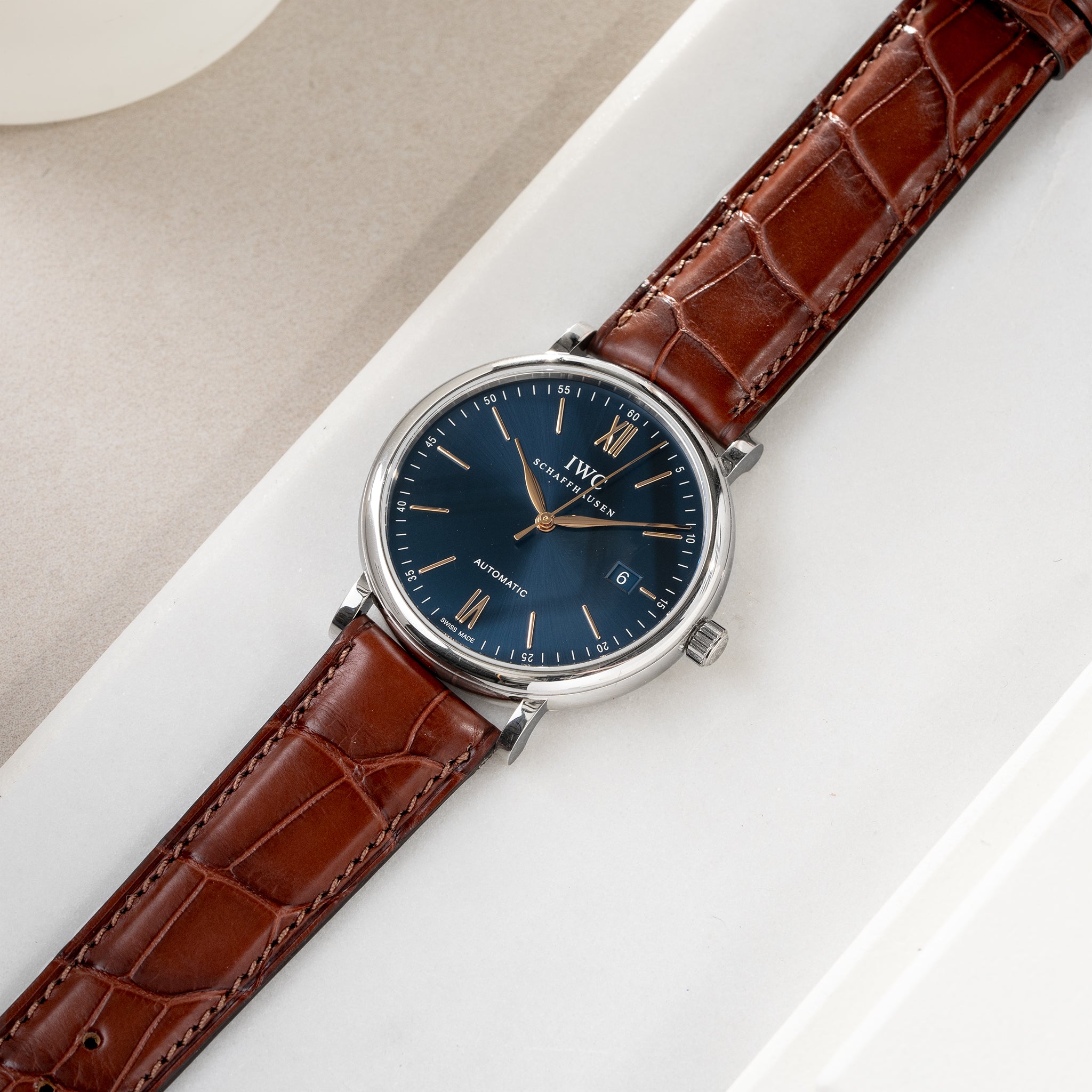 Uhrenarmband für IWC Portofino - Brown Full Cut Alligator