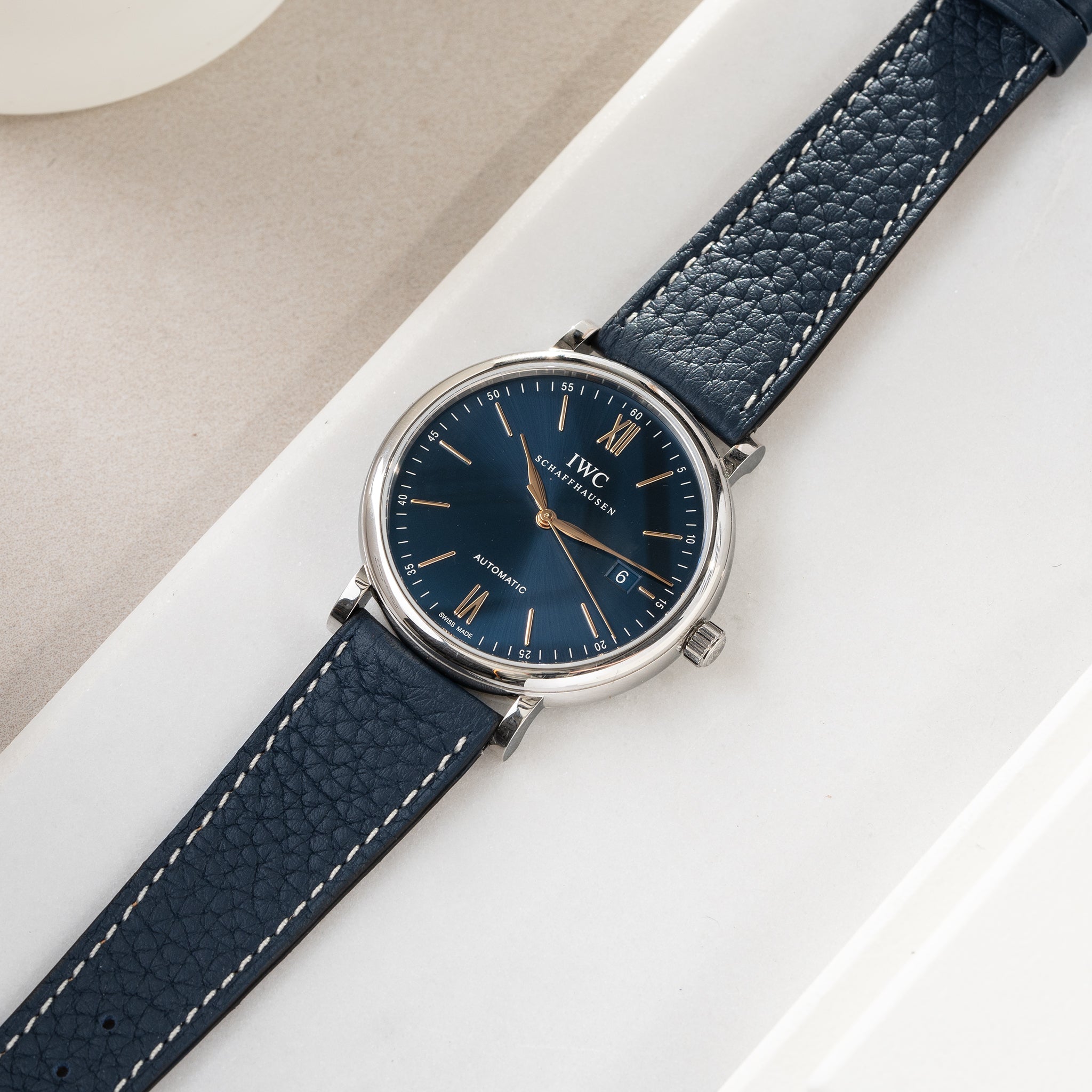 Uhrenarmband für IWC Portofino - Taurillon Nocturne Blue Leather
