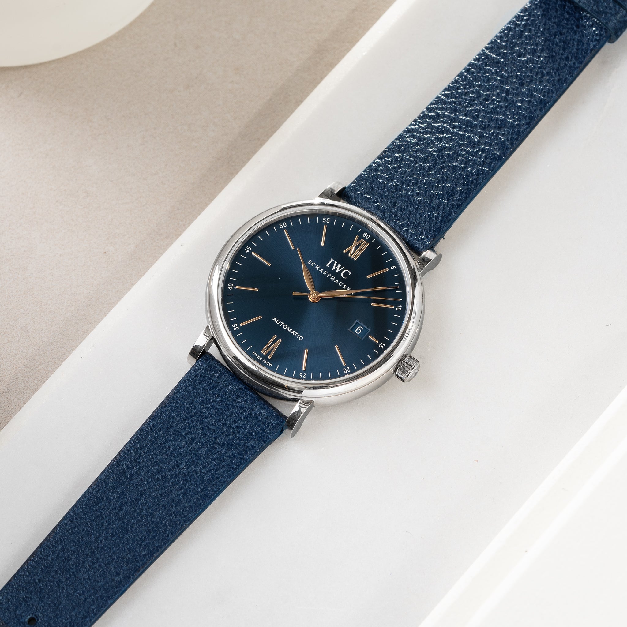 Uhrenarmband für IWC Portofino - Retro Blue Pigskin Leather