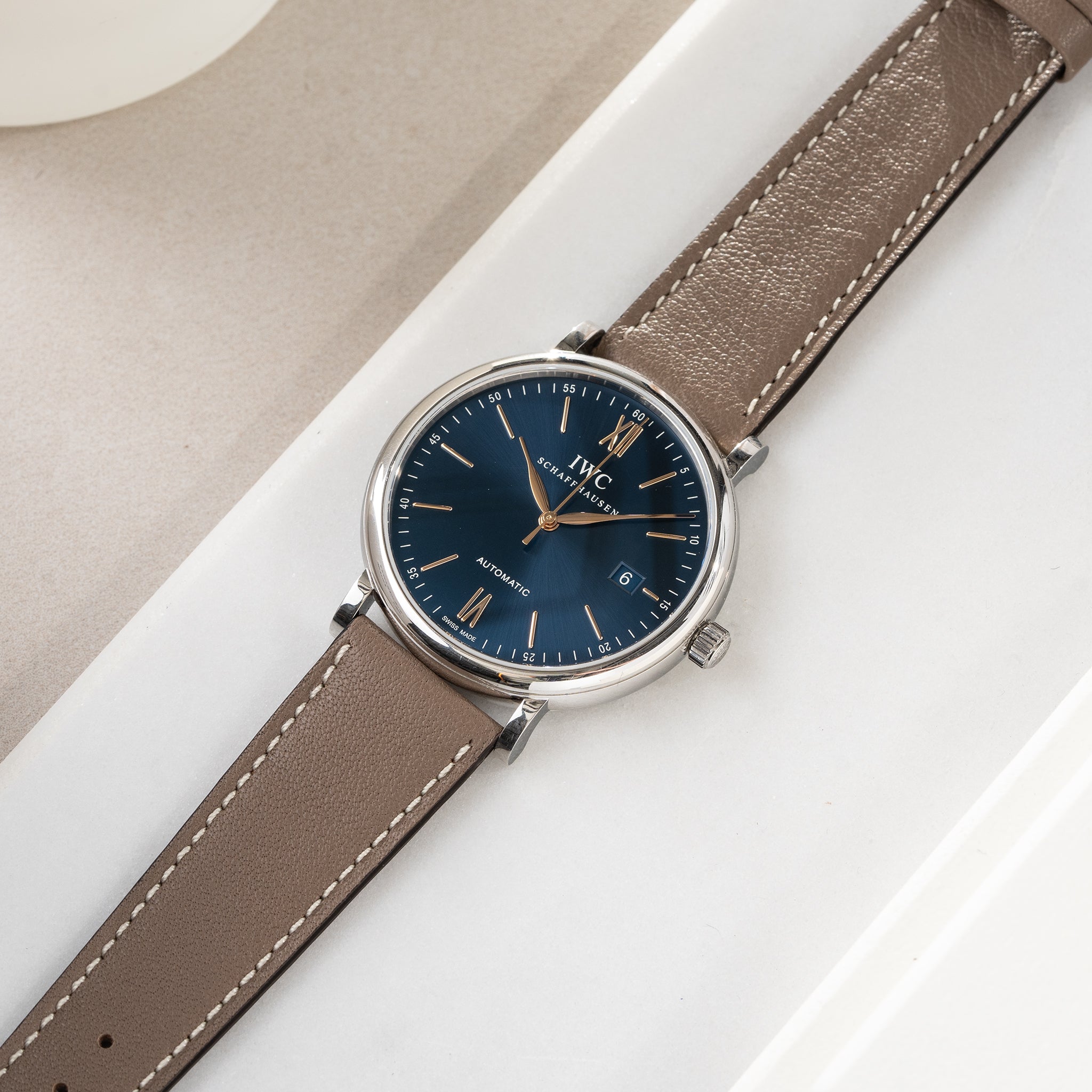 Uhrenarmband für IWC Portofino - Taupe Grey Leather
