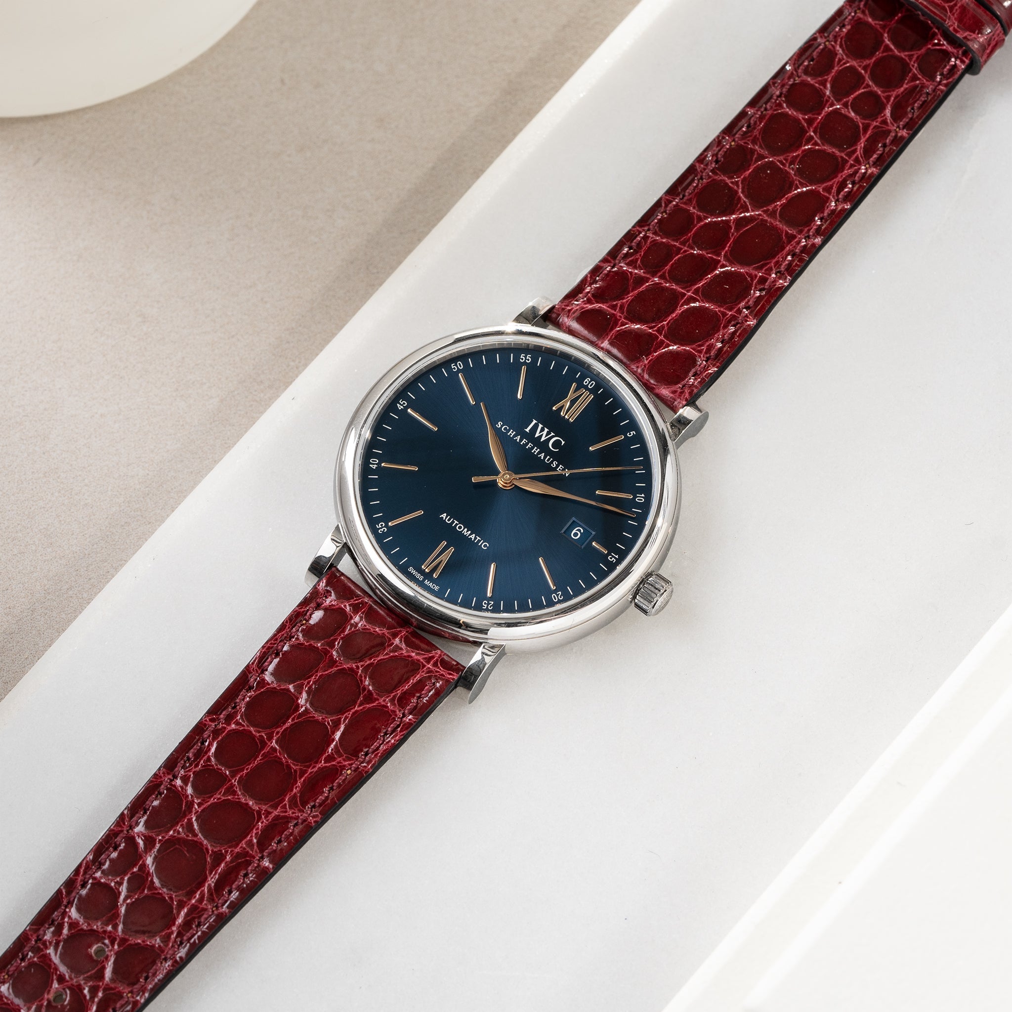 Uhrenarmband für IWC Portofino - Brilliant Bordeaux Alligator