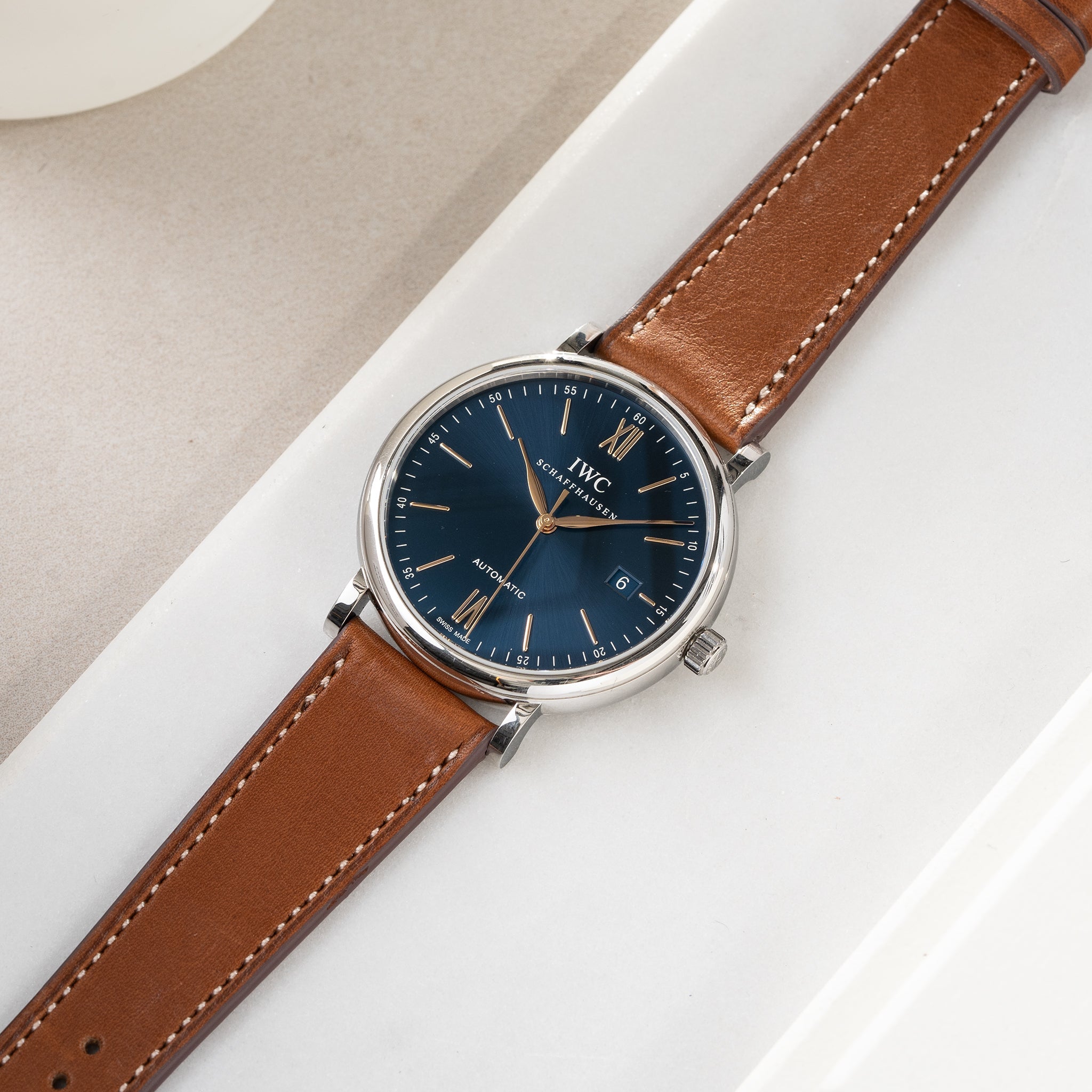 Uhrenarmband für IWC Portofino - Chevalin Cognac Brown Leather