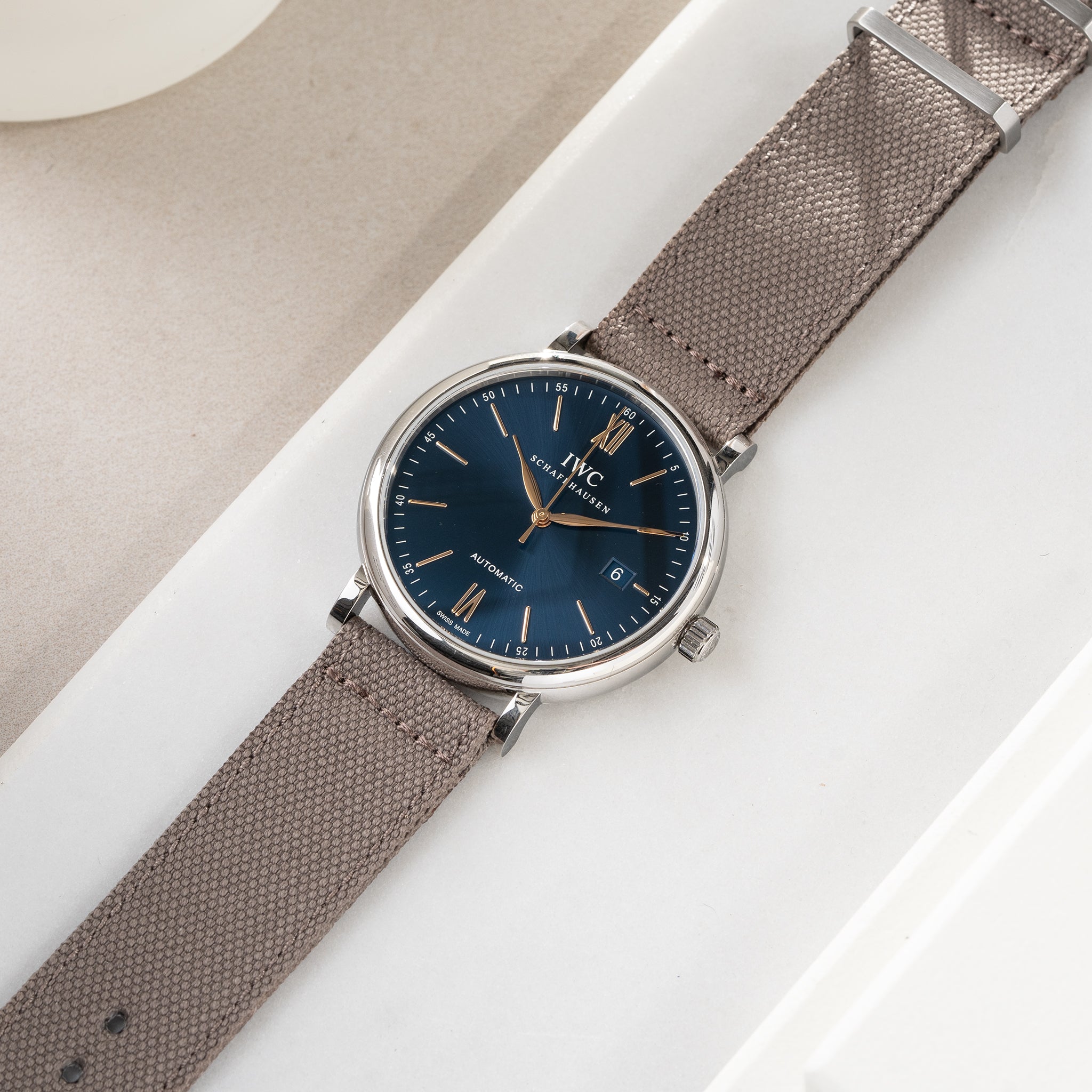 Uhrenarmband für IWC Portofino - Taupe Canvas