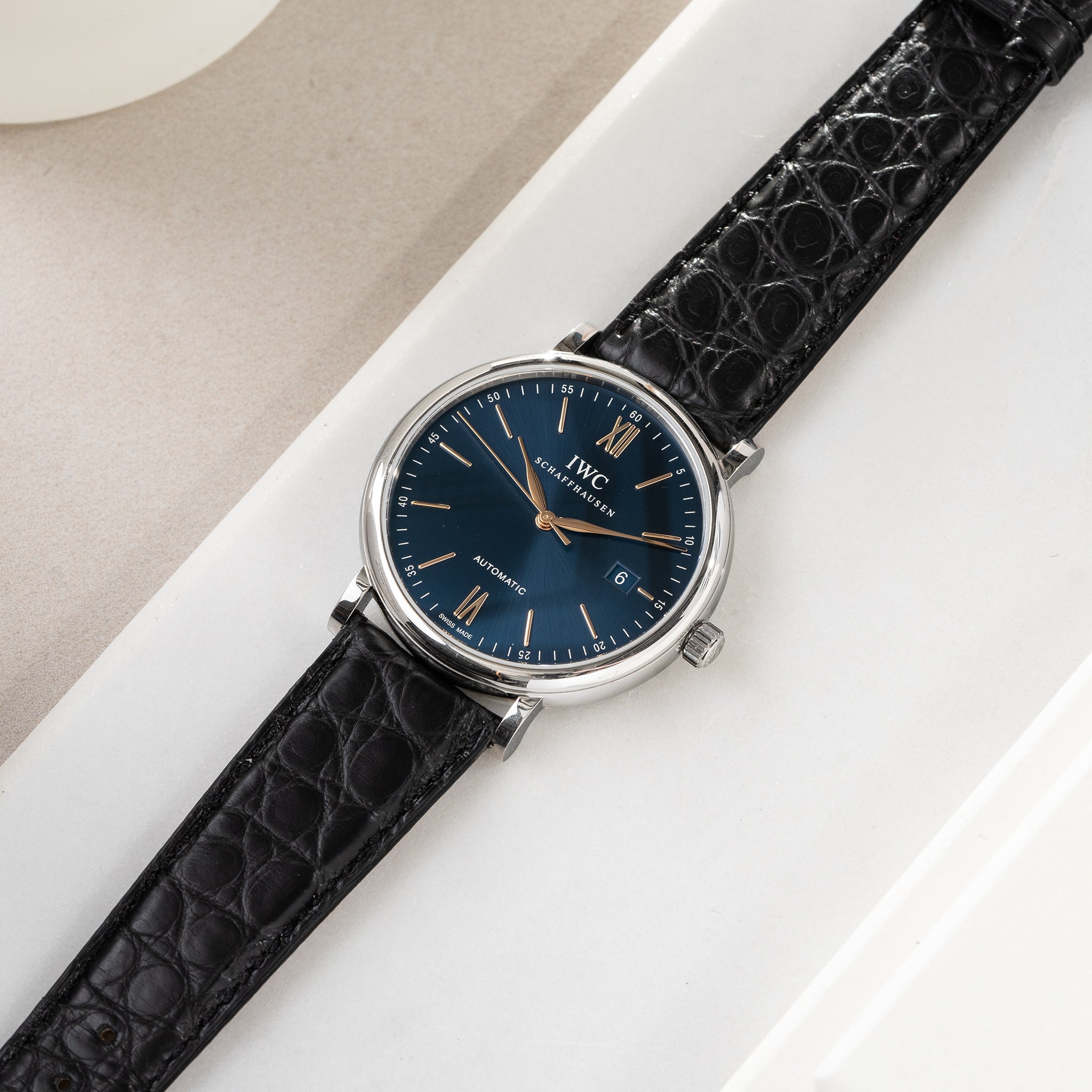 Uhrenarmband für IWC Portofino - Black Alligator Leather