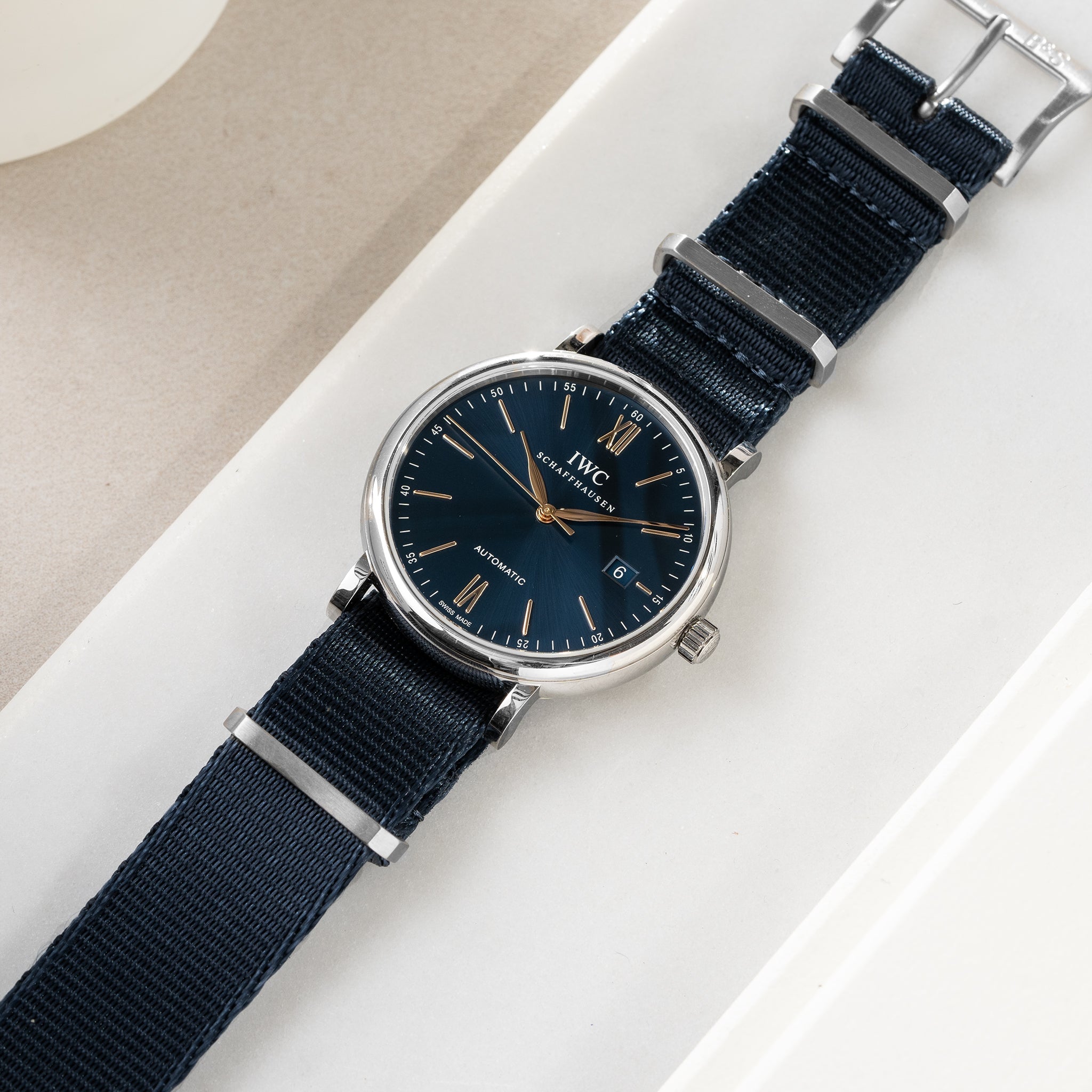 Uhrenarmband für IWC Portofino - Nylon Single Pass Navy Blue
