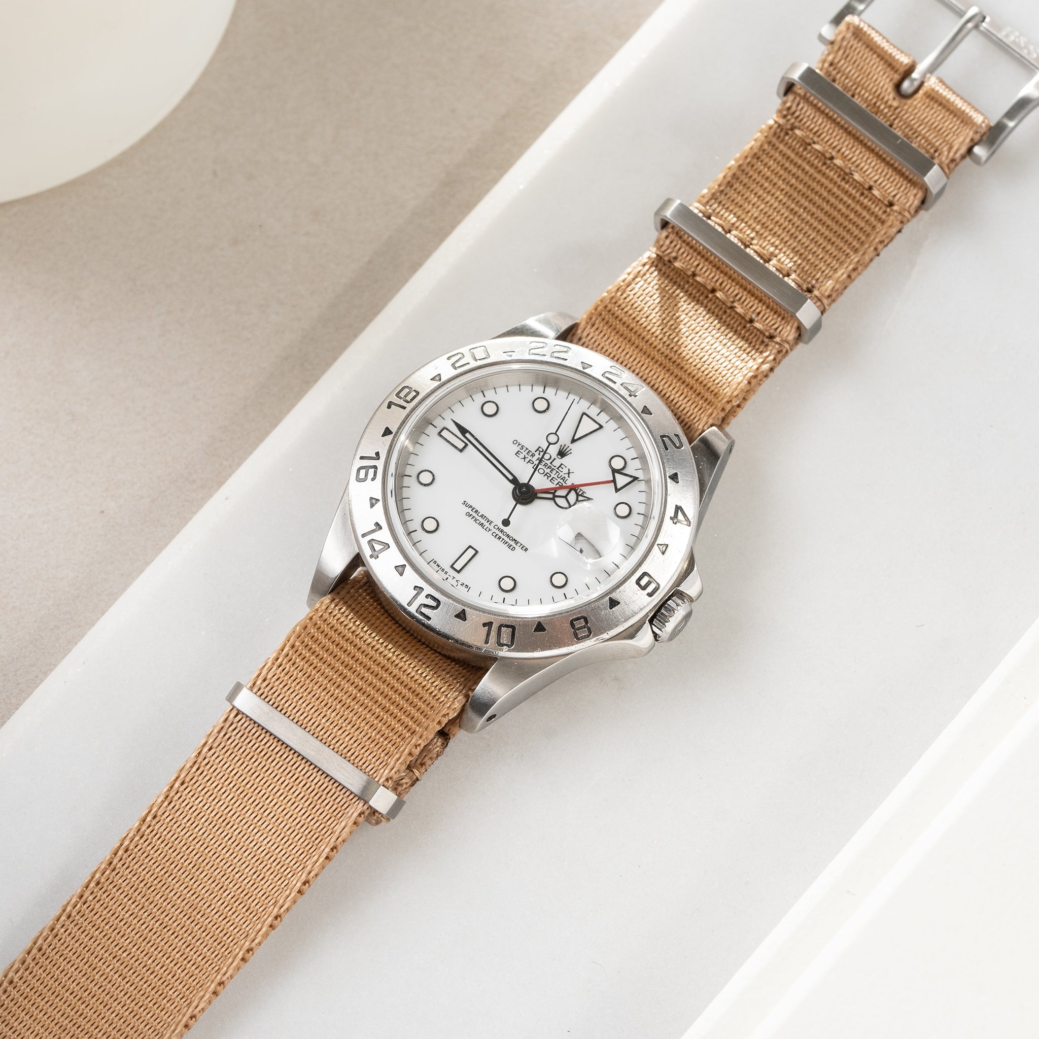Uhrenarmband für Rolex Explorer 2 - Nylon Single Pass Coyote Brown (20mm)