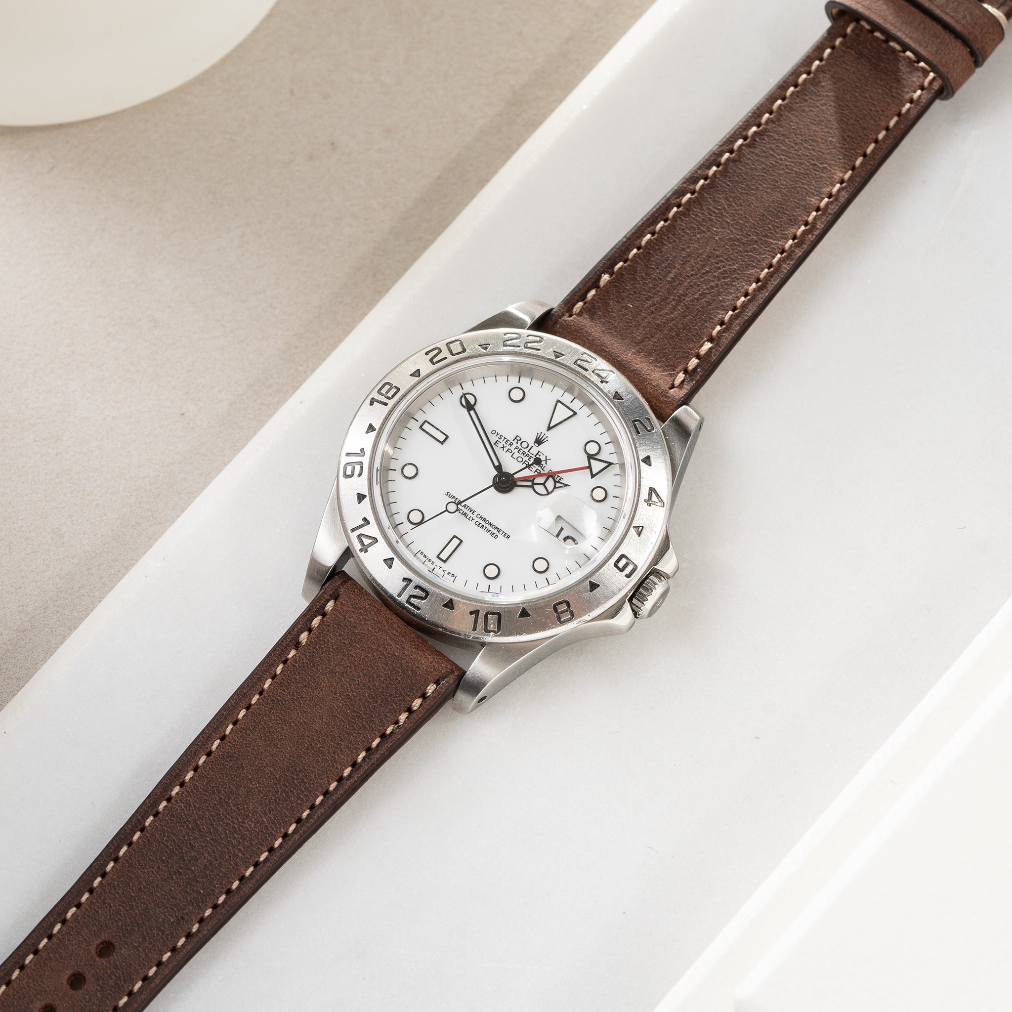 Uhrenarmband für Rolex Explorer 2 - Brown Leather (20mm)