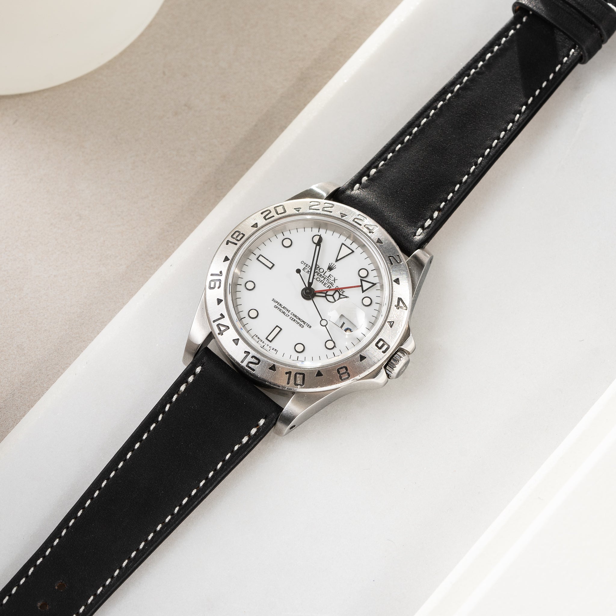 Uhrenarmband für Rolex Explorer 2 - Chevalin Black Leather (20mm)