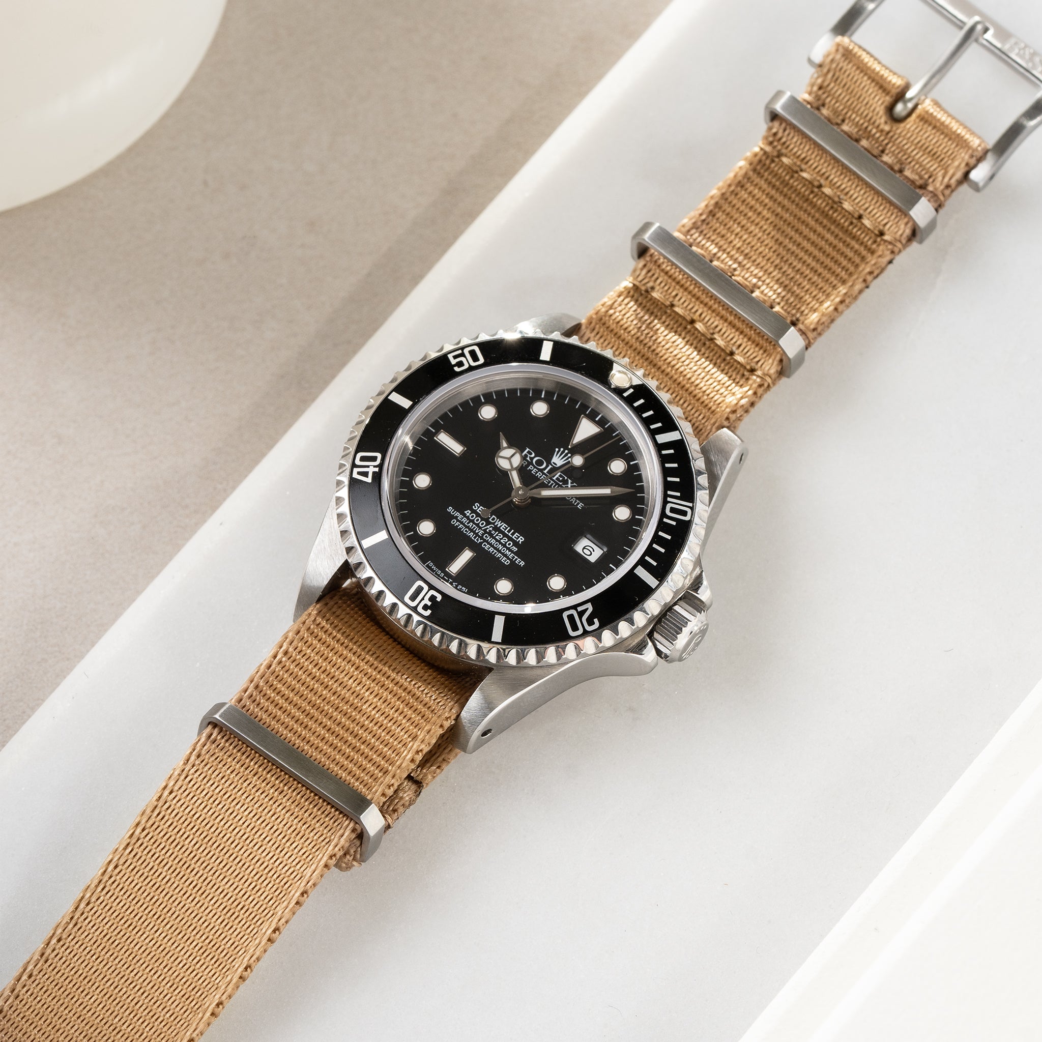 Uhrenarmband für Rolex Seadweller - Nylon Single Pass Coyote Brown