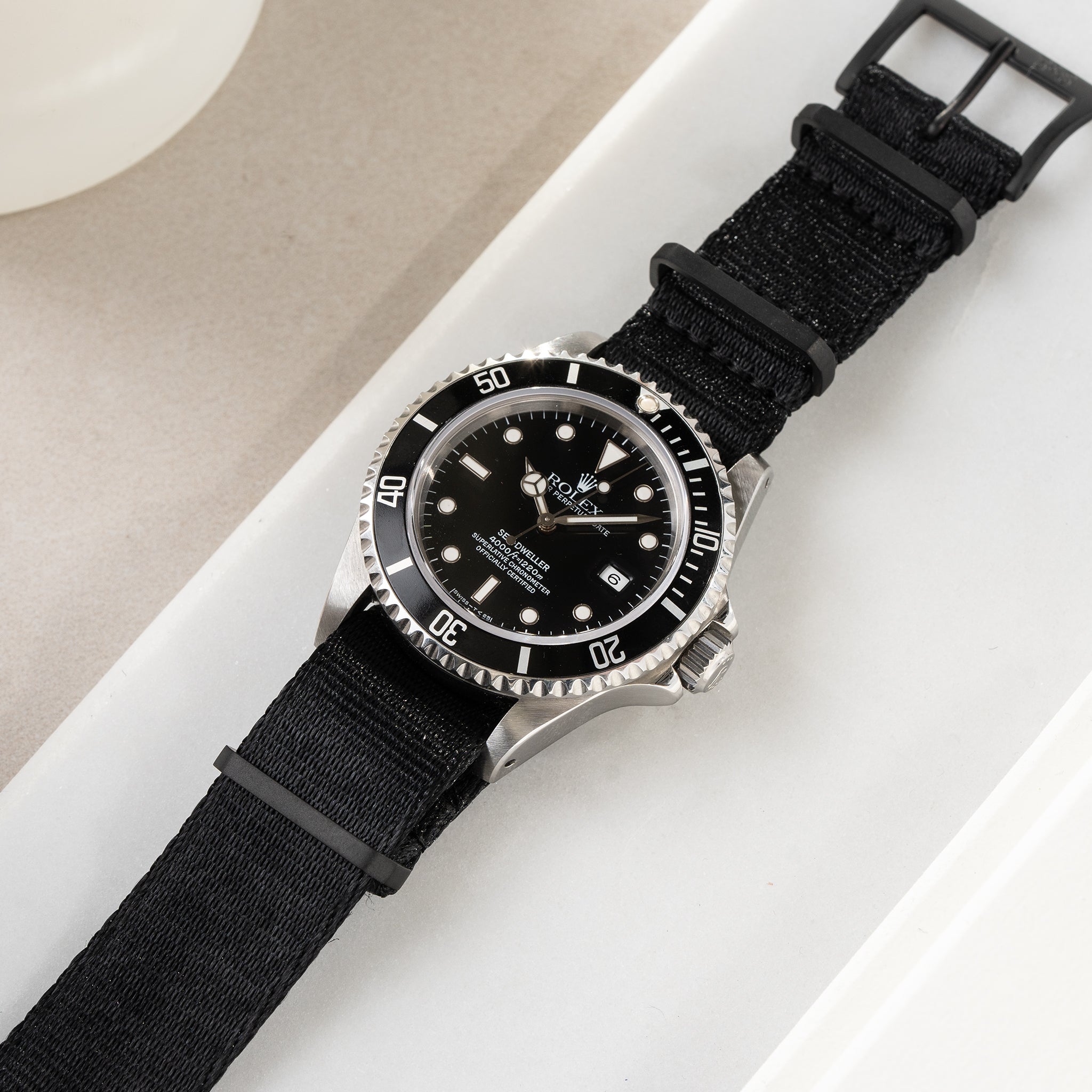 Uhrenarmband für Rolex Seadweller - Deluxe Nylon Single Pass Black Out