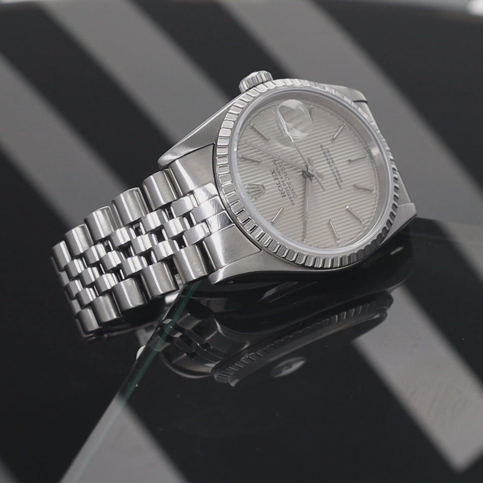 Rolex Datejust 16220 silbernes Tapisserie chapter ring Zifferblatt