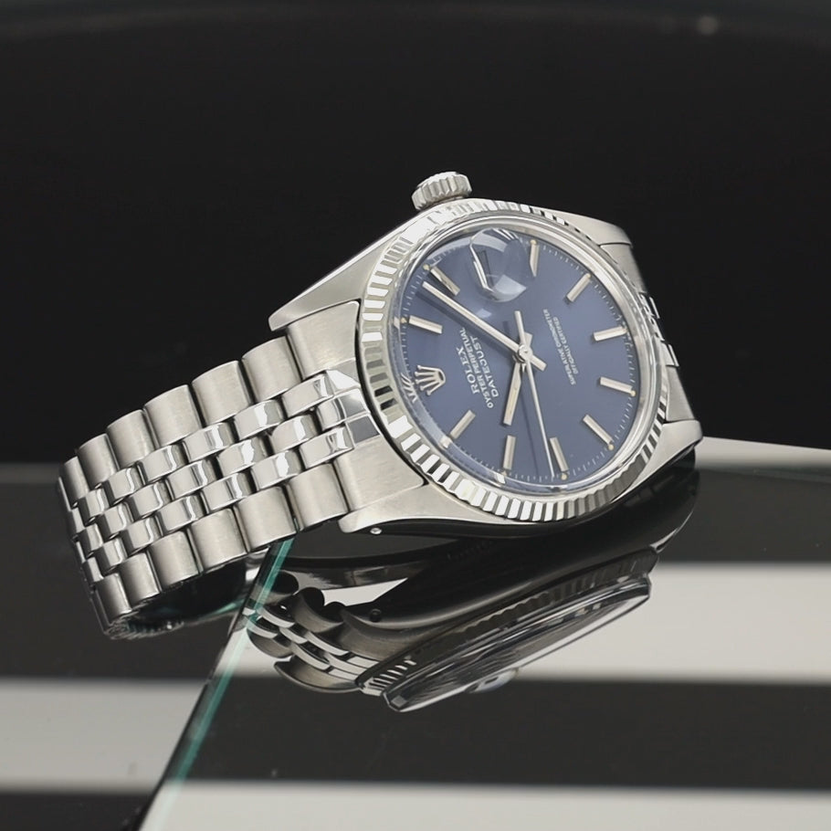 Rolex Datejust 1601 blaues Zifferblatt mit Papieren