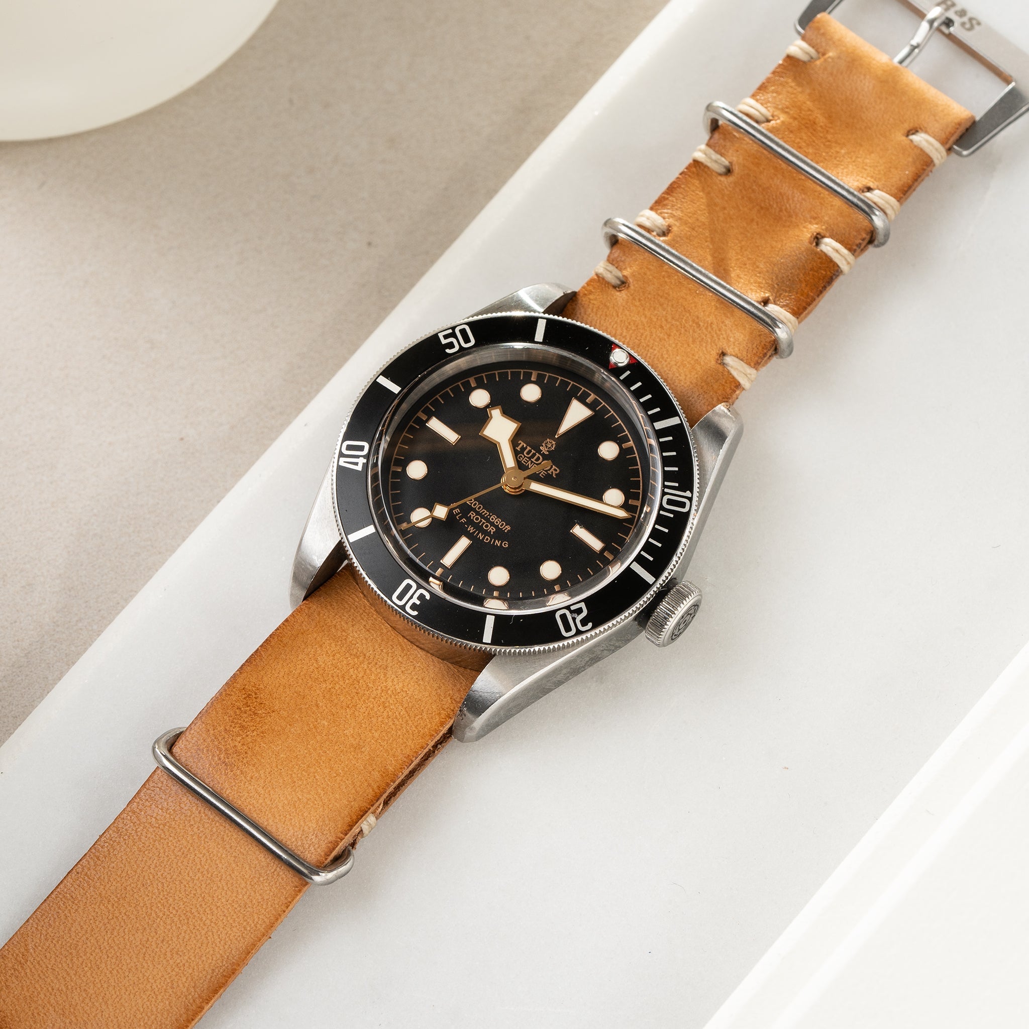 Uhrenarmband für Tudor Black Bay 41mm - Caramel Brown Single Pass Leather