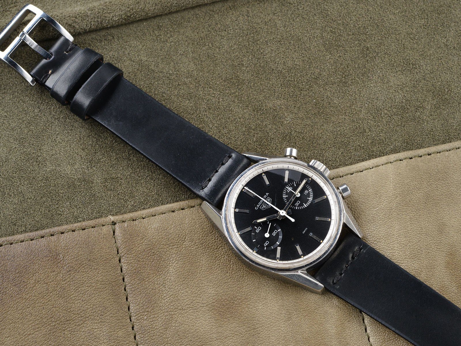 VINTAGE HEUER CARRERA 3647N BLACK DIAL