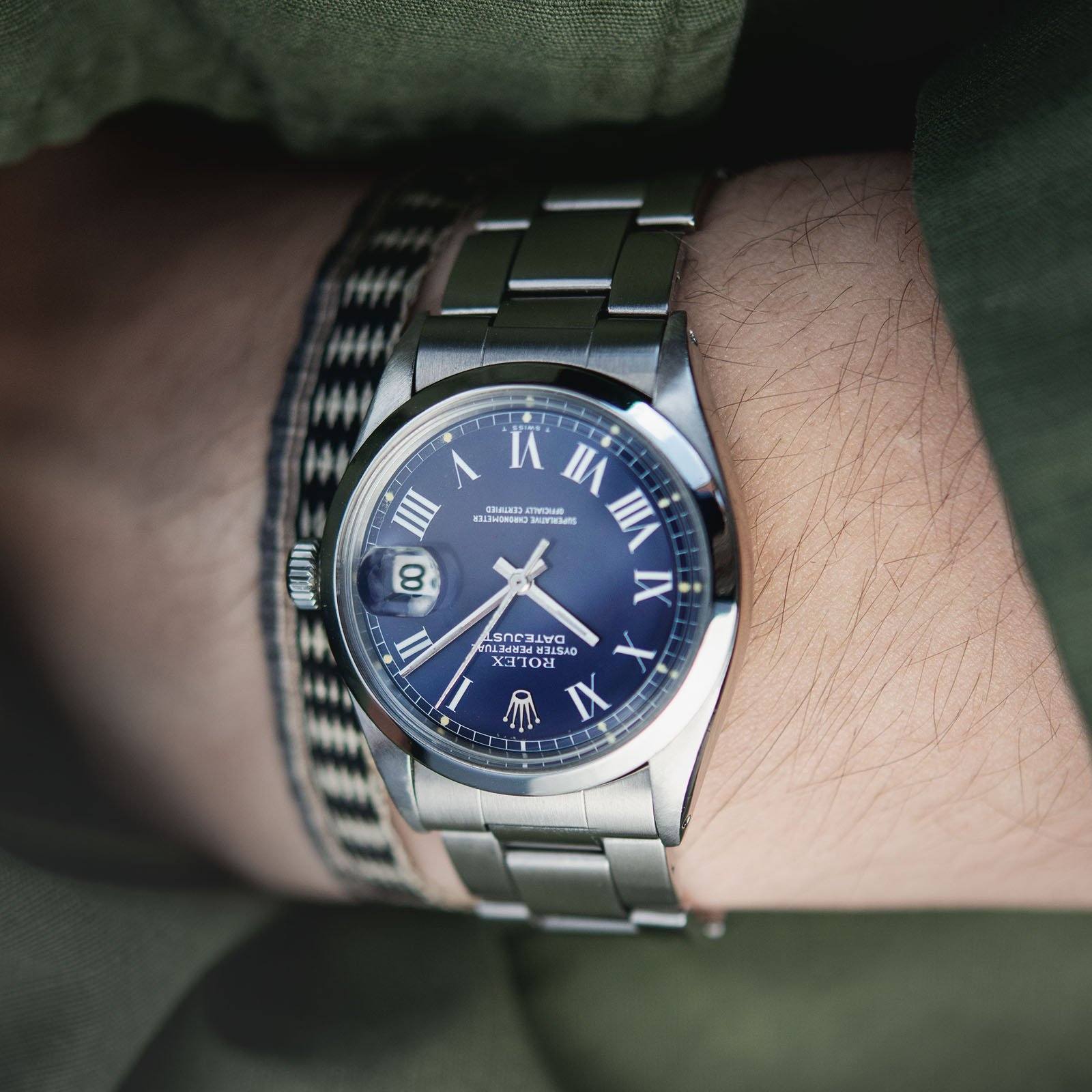 Rolex Datejust Reference 1600 Blue Buckley Dial